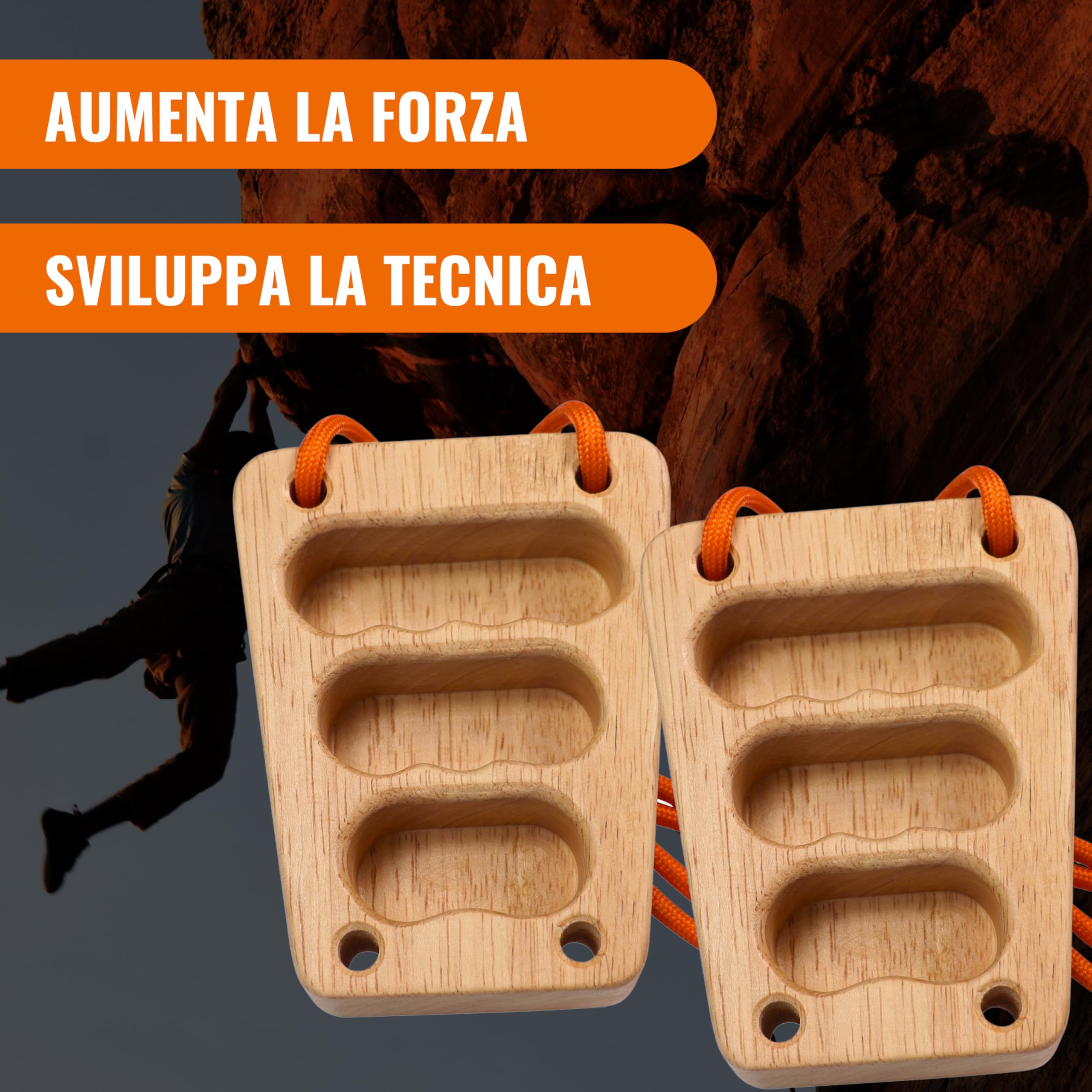 Hangboard Trave Arrampicata per Allenamento Arrampicata | Tavola di Allenamento Portatile in Legno con Prese Multiple, Ideale per Forza, Resistenza e Grip per Climbers