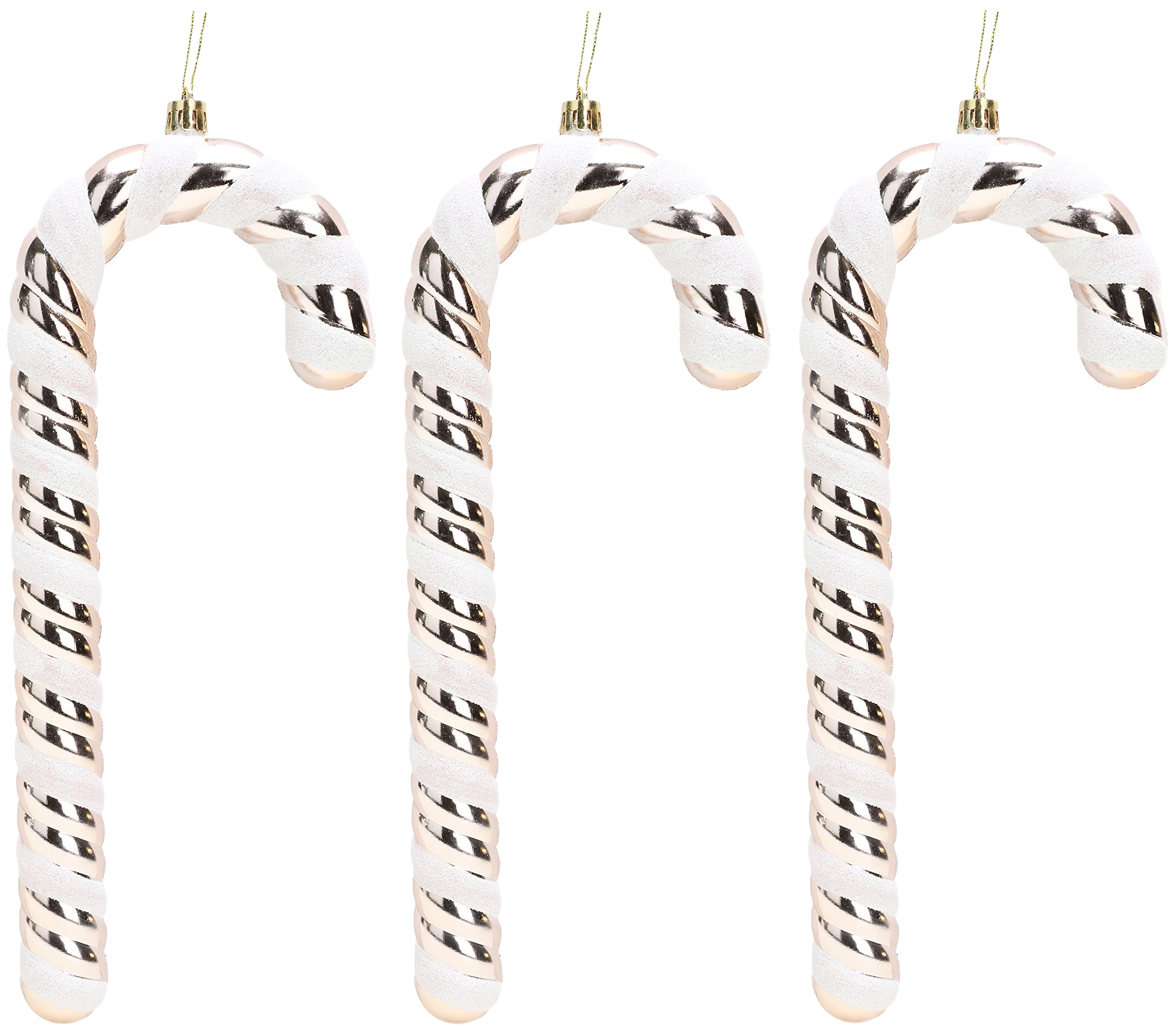 Christmas Concepts Champagne Christmas Concepts® Pack Of 3–250Mm (10") Extra Large Candy Cane Baubles – Shiny & Glitter Decorated – Christmas Decorations (Champagne)