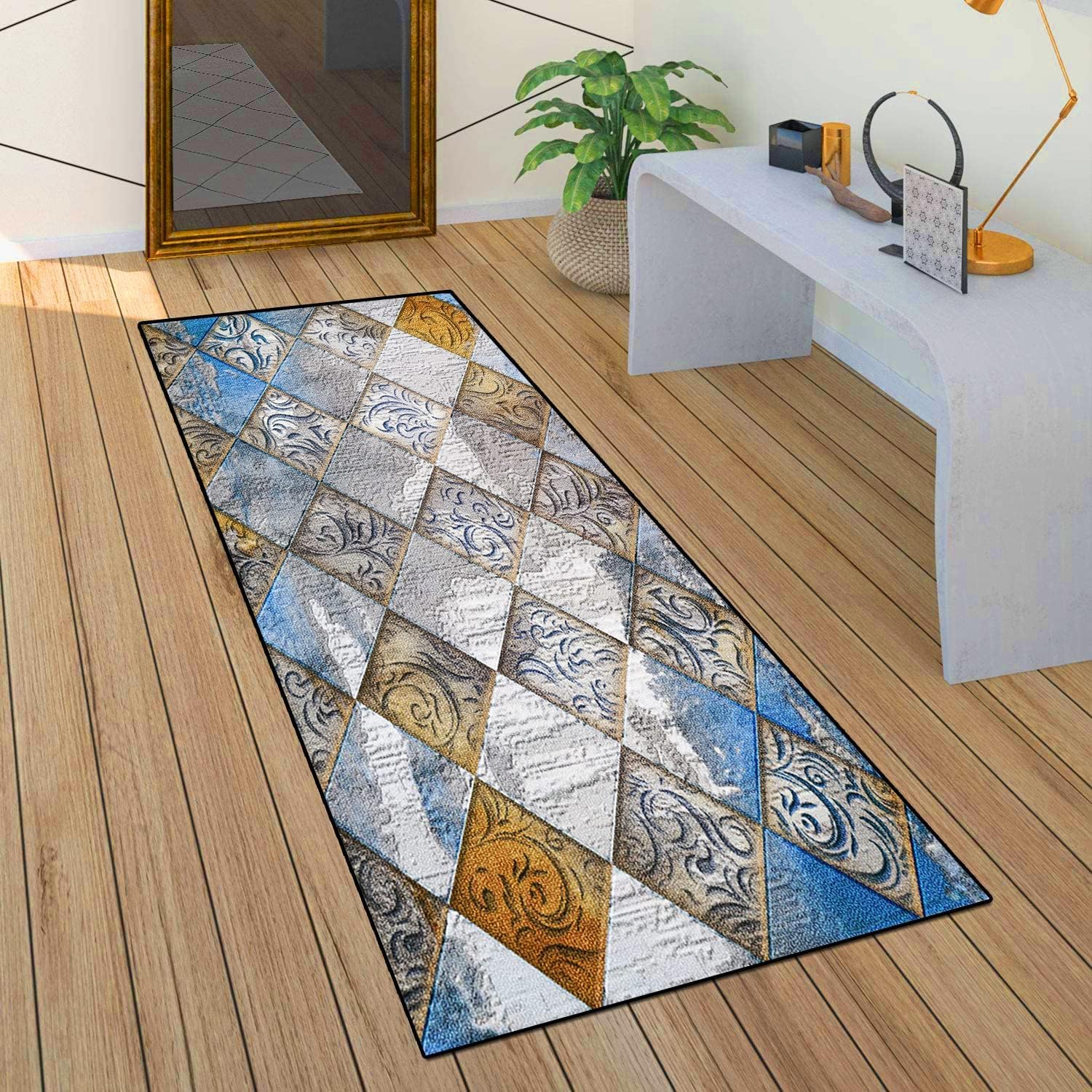 Tapis runner à poils ras pour éviter les chutes et faciliter le robot aspirateur