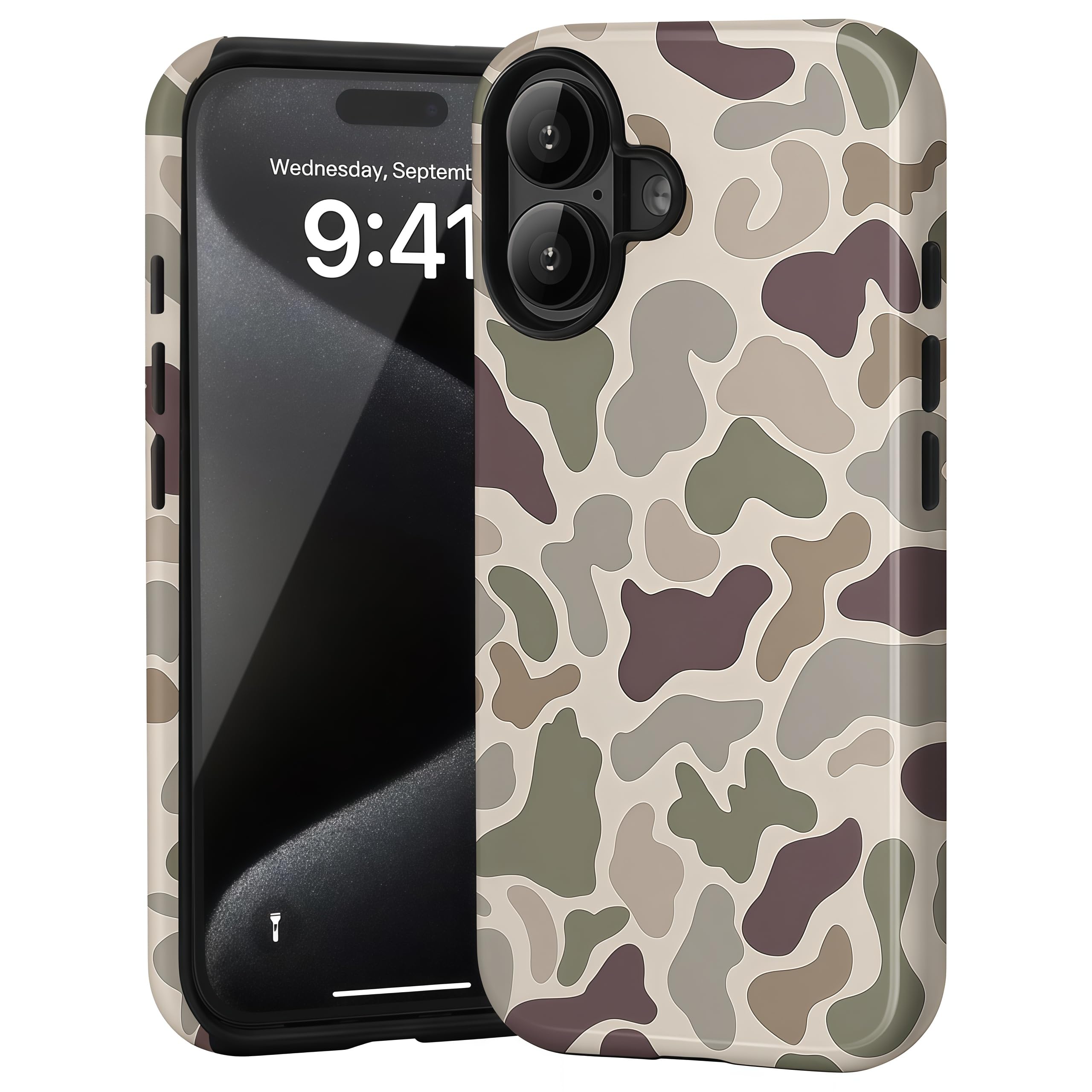 Coque iPhone 17 résistante aux rayures avec double couche antichoc camouflage - 8