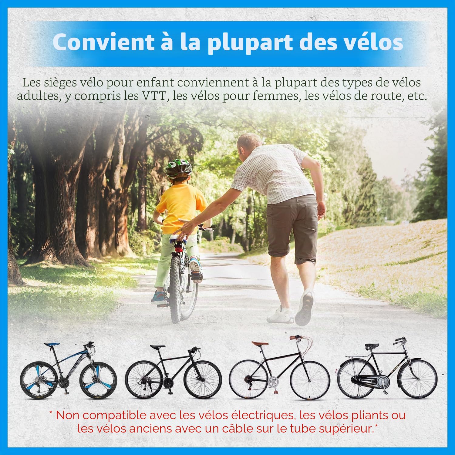 Siège Enfants Vélo Tout-Terrain Amovible Avant 2-5 Ans Compatible Vélos Montagne Adultes Cadre Accoudoir