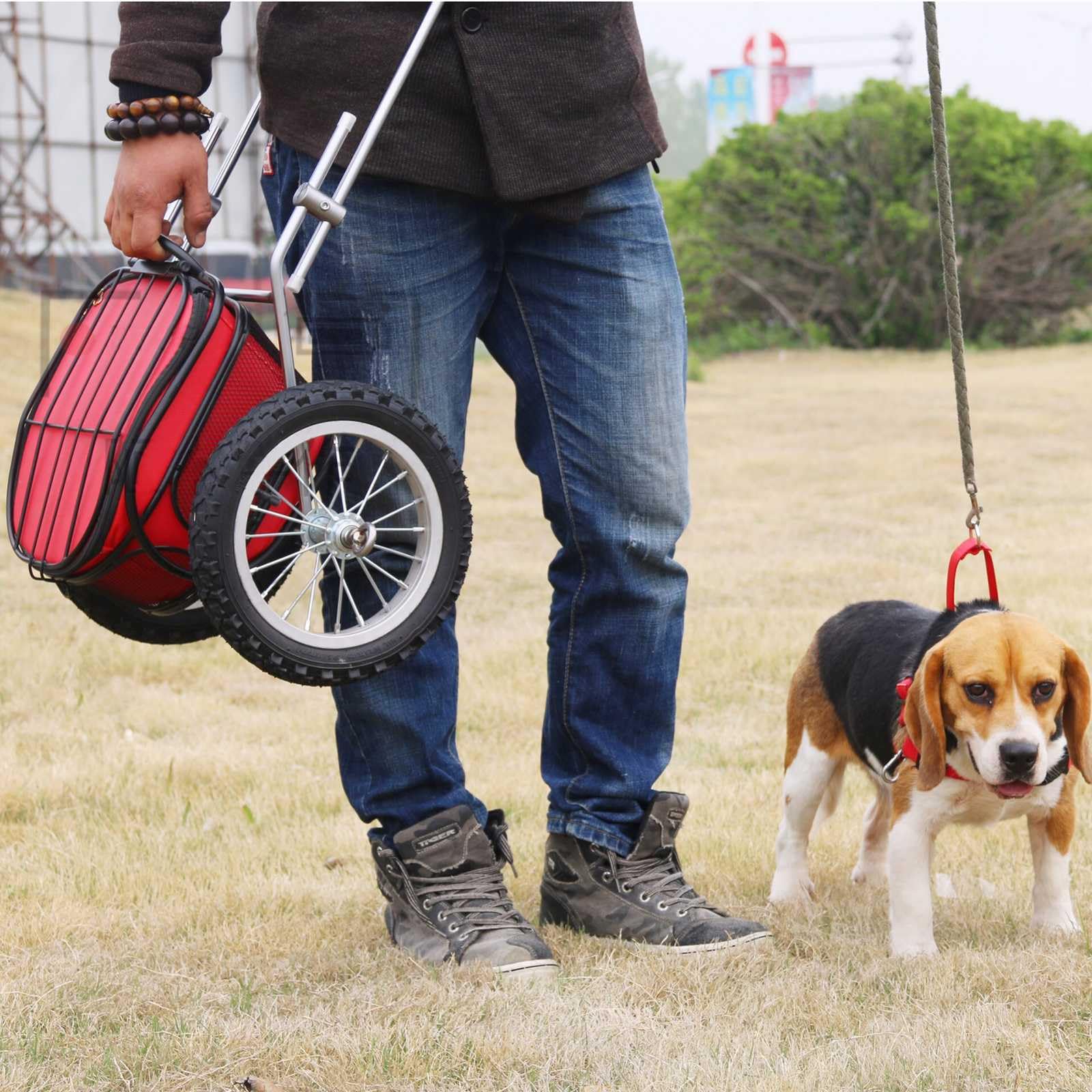 Hunde-Ziehwagen,Hunde-Rollwagen FüR 10-30kg Haustier HundeanhäNger Brustgurt Verstellbar Leicht Zu Tragen Haustier-Pull-Wagen,FüR MittelgroßE Hunde