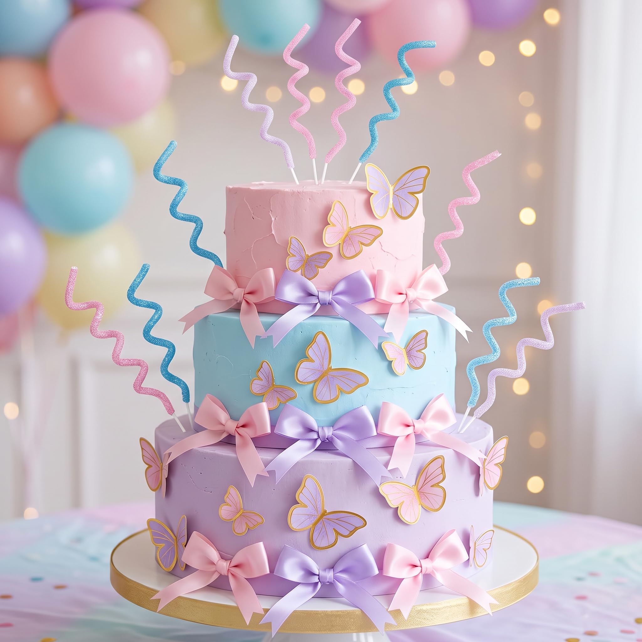 LaVenty Fancy Aesthetics Birthday Cake Decor Bow Cake Topper