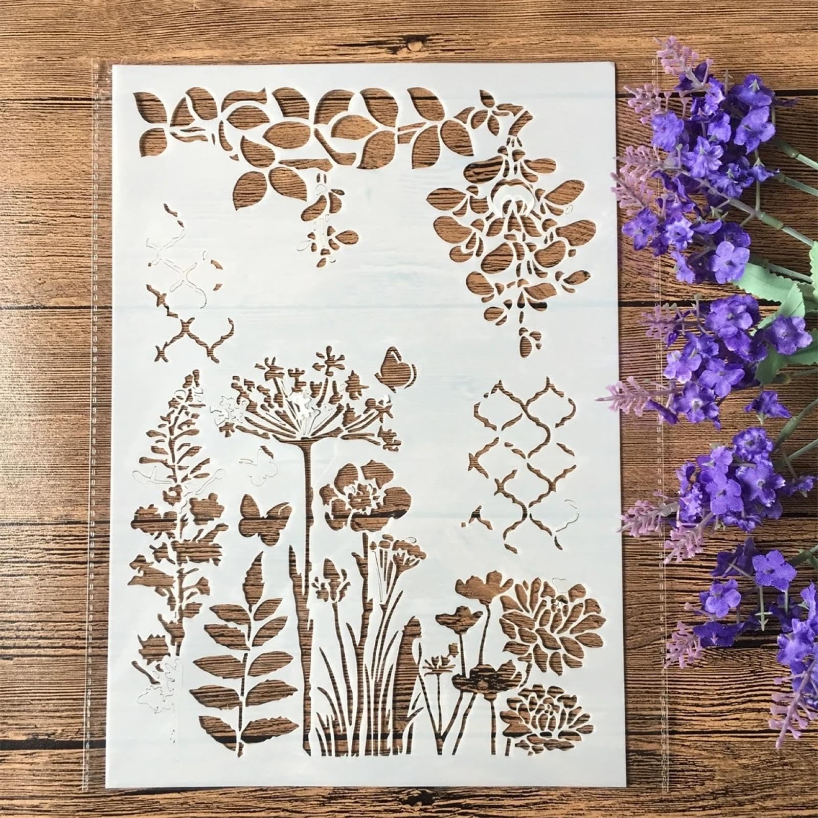 Set Di 64 Stencil Floreali Per Pittura, 7,6 Cm, Riutilizzabili In PET, Con Fiori, Farfalle E Uccelli, Per Decorazioni Pareti, Legno E Scrapbooking