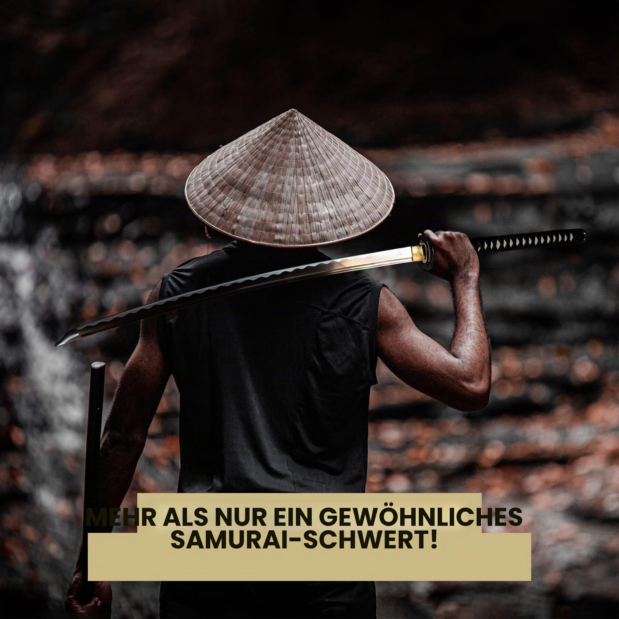 Miyamoto Musashi Katana – Japanisches Schwert, Samurai Schwerter echt, Shogun, Schwert Metall mit Scheide 113cm, Samurai Deko