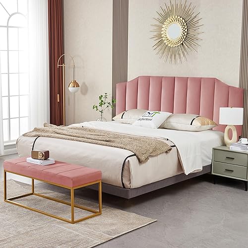 Miniatura 13 de Banco de metal de terciopelo, banco tapizado en el extremo de la cama con marco de metal, moderno banco de entrada de canal copetudo con asiento