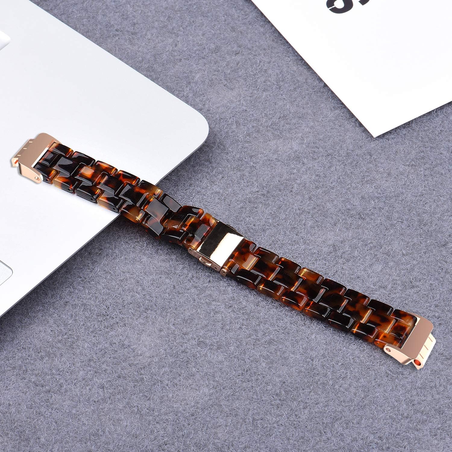 Resin Band Compatible with Fitbit Inspire 2 /Inspire HR/Inspire Bands Women, Adjustable Wristband for Fitbit Inspire Accssorises (Tortoise Stone) image 5