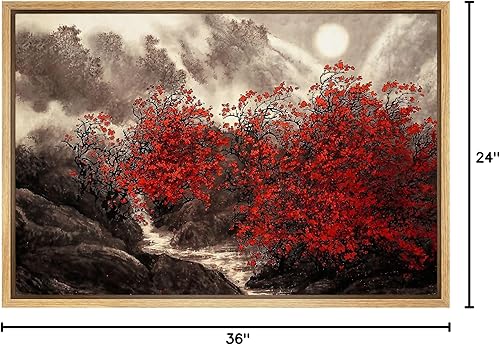 Vista 223 de SIGNFORD Lienzo enmarcado para pared, tren de montaña de otoño, vías de ferrocarril, naturaleza, desierto, fotografía, realismo, paisaje decorativo