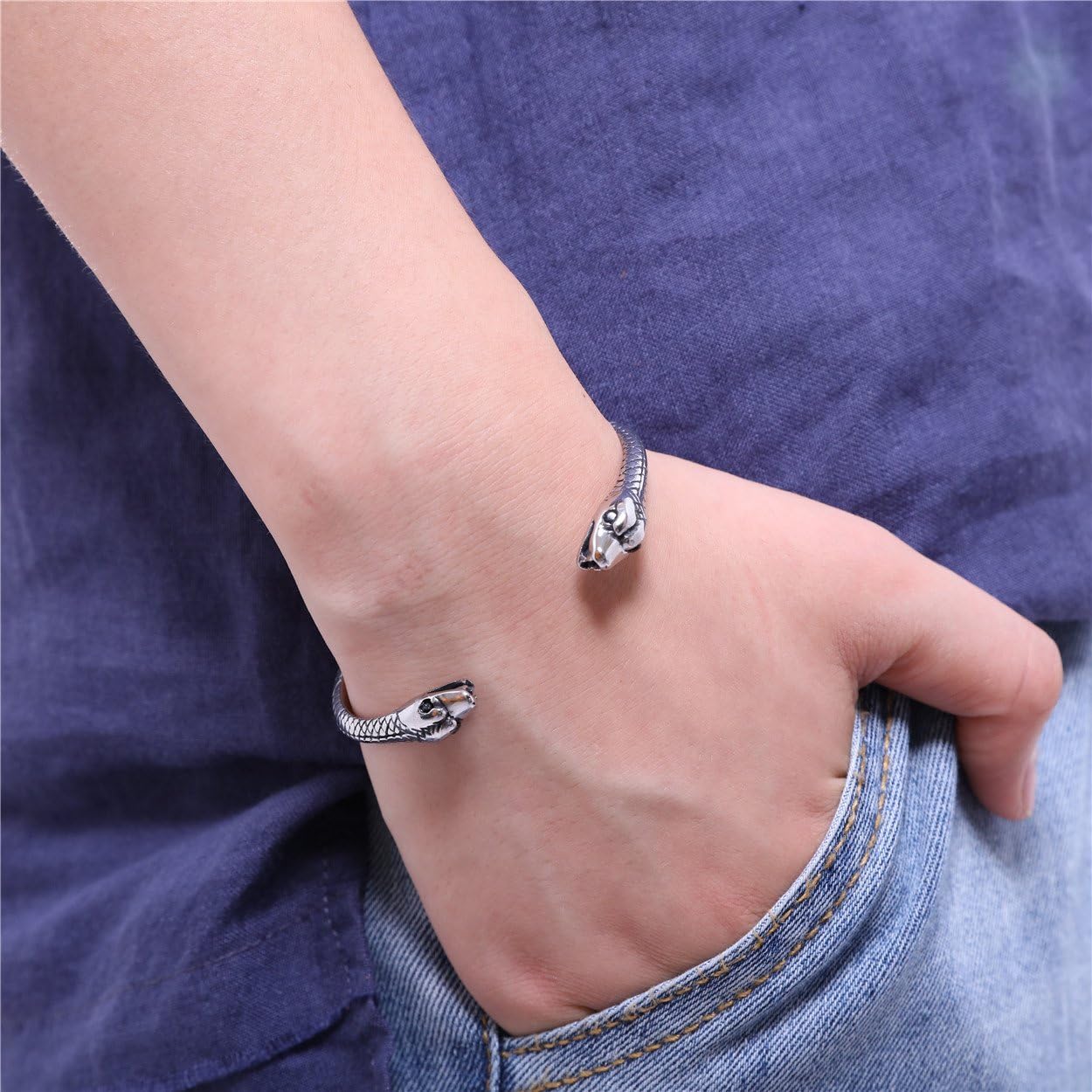 Cool Snake Cuff Bracelets Men Jewelry Handmade Stainless Steel Women Wrist Bracelets
