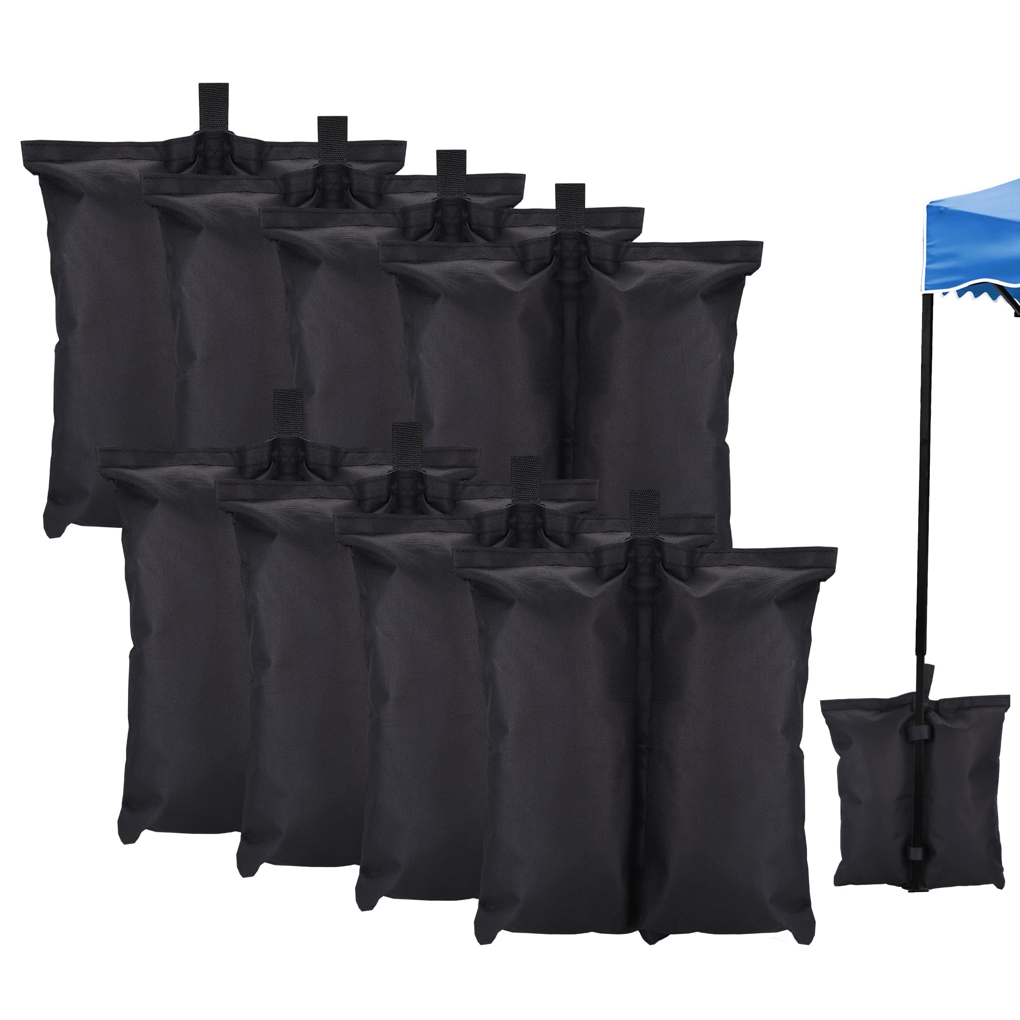 Set da 8 pesi da gazebo con sacchi di sabbia, pesi resistenti, sacchi di sabbia per gazebo pieghevoli, ombrelloni da giardino, ombrelloni da spiaggia, sacchi di zavorra per trampolini, neri - senza sa