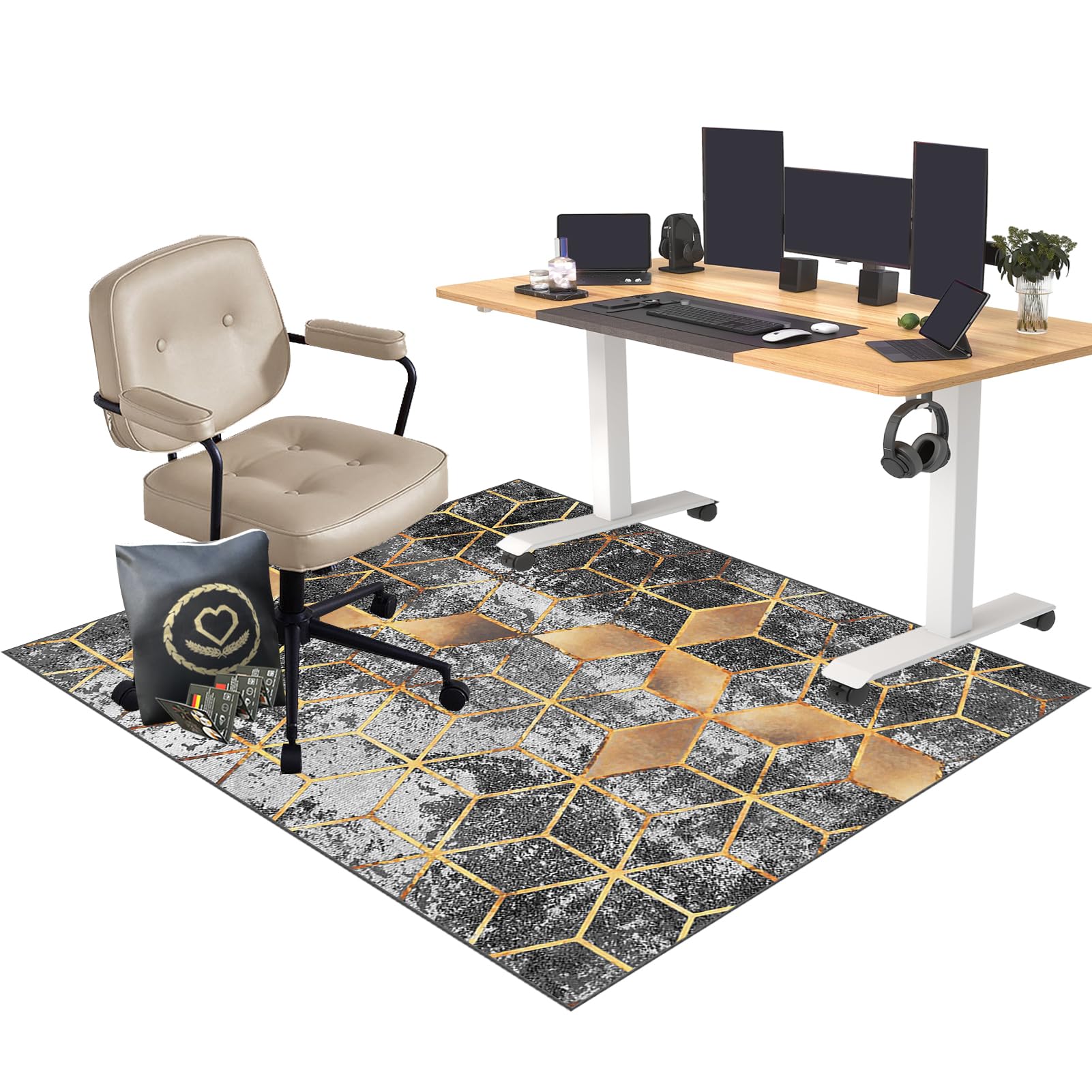 EYKWKB Heavy Duty Office Chair Mat for Hard Floors, Desk Protector Mat, 130 x 170 cm Gaming Chair Mat for Carpet Floors, Floor Protector for Rolling Chair, Floor Protection Mat
