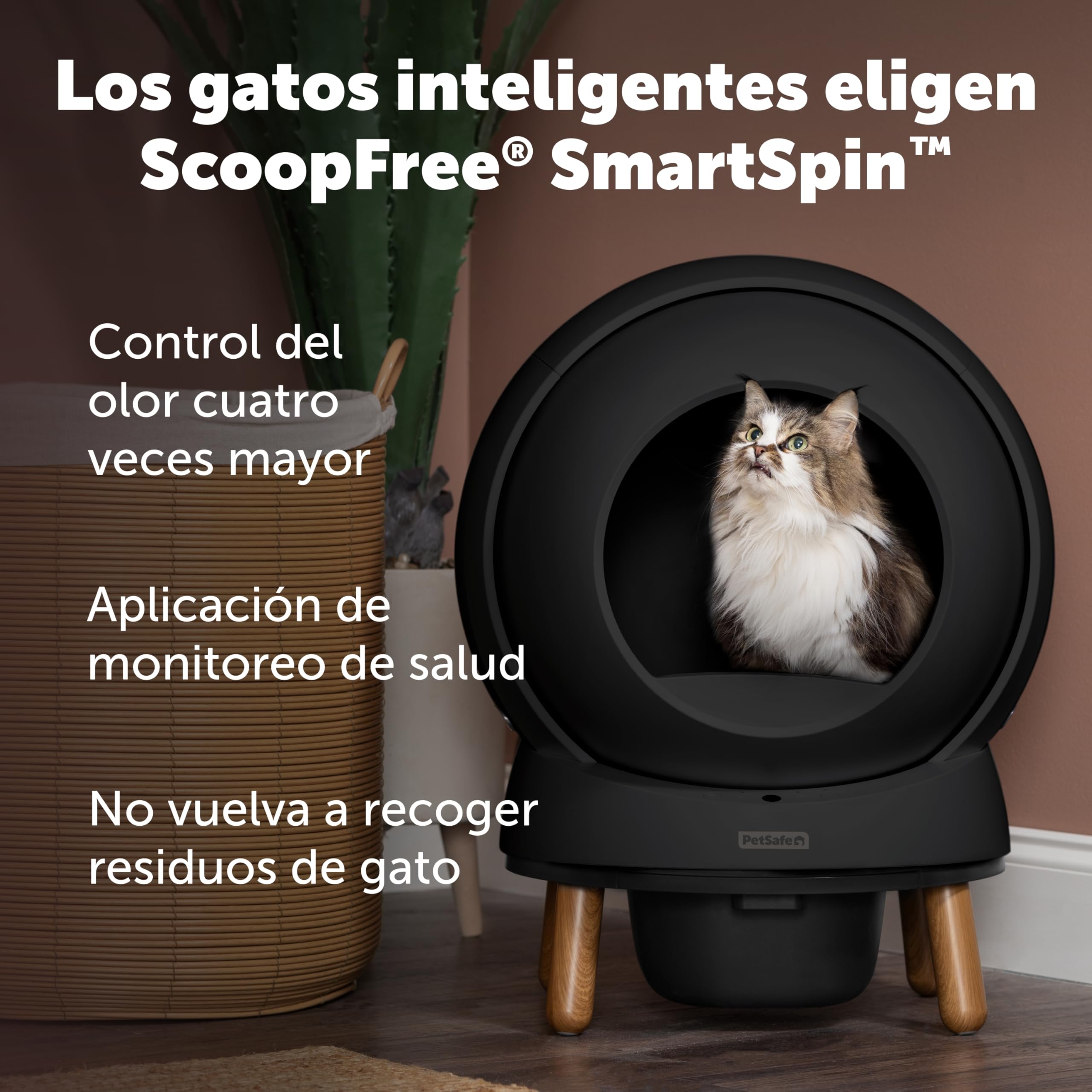 Arenero con autolimpieza ScoopFree SmartSpin de PetSafe – Control de olores avanzado – Aplicación de monitoreo de Salud – Compatible con Cualquier Arena – hasta Dos semanas de Limpieza Manos Libres