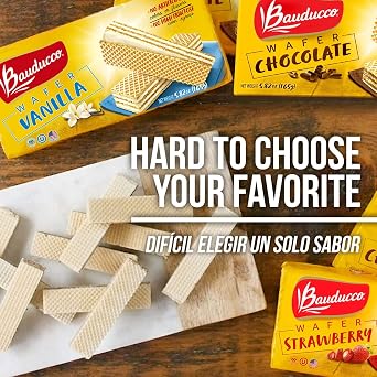 Bauducco Wafer Cookies - Chocolate, Vanilla & Strawberry 6-pack - Wafer Cookies With 3 Layers of Cream - Delicious Sweet Snack or Dessert - 34.92 oz (Pack of 6)