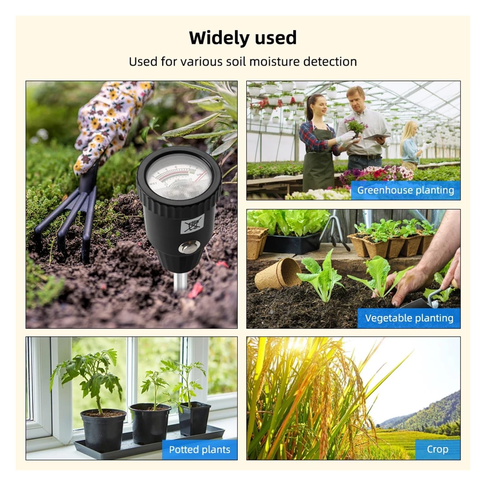 Medidor De PH/humedad Portátil 2 En 1, Analizador De Suelo De Jardín, Probador De Acidez, Herramienta De Plantación For Cultivos En Macetas