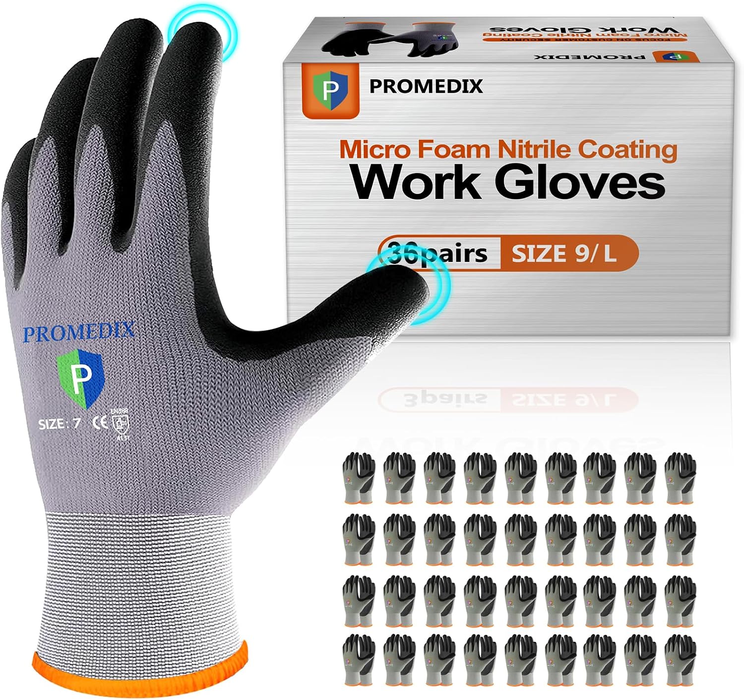 Nitrile Coated Work Gloves,MicroFoam Safety Work Gloves Men,Seamless Knit Nylon&spandex Gloves with Grip