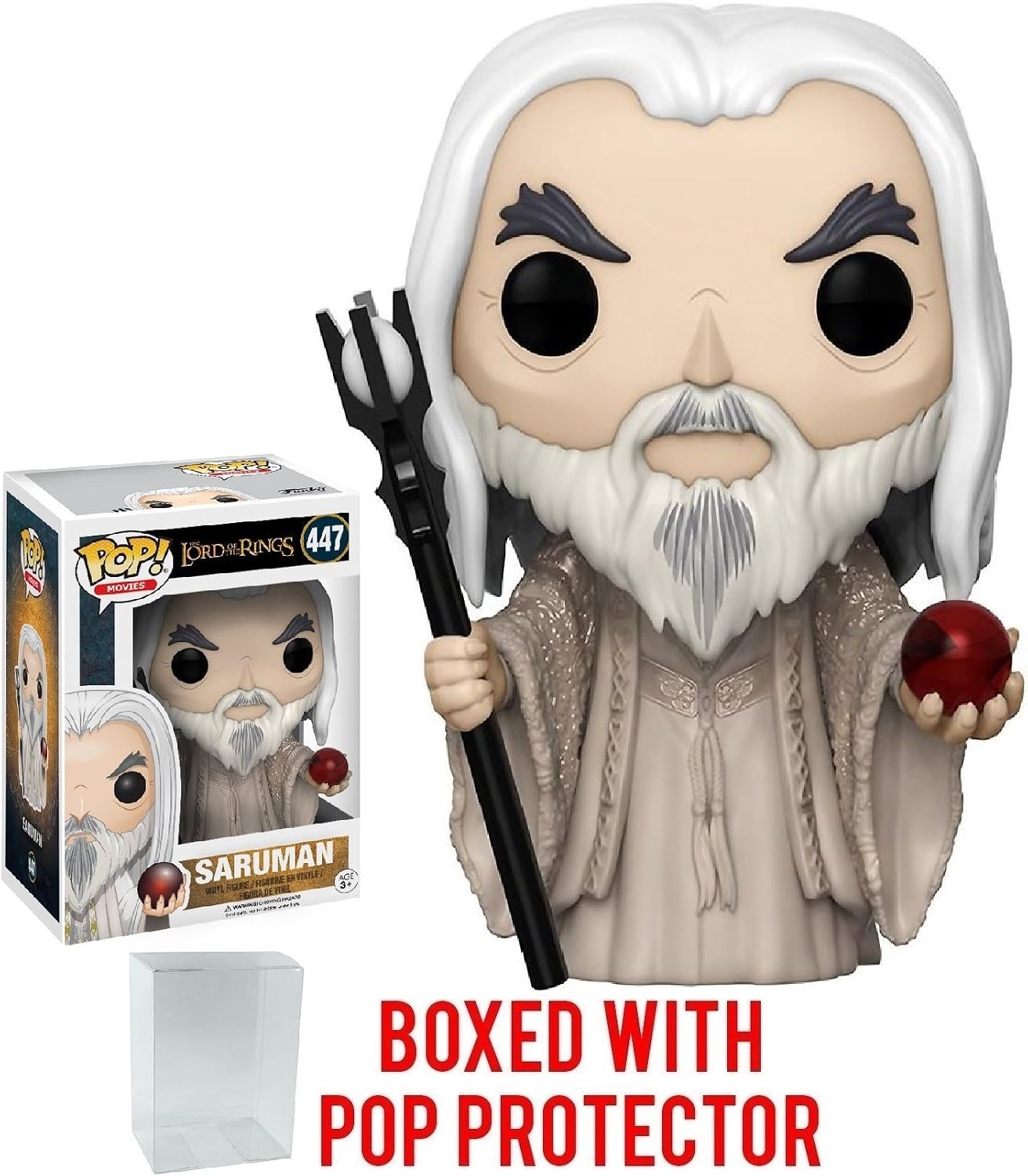 POP Funko Lord of the Rings - Saruman the White Vinyl Figure (Bundled with Compatible Box Protector Case), Multicolor, 3.75 Inches
