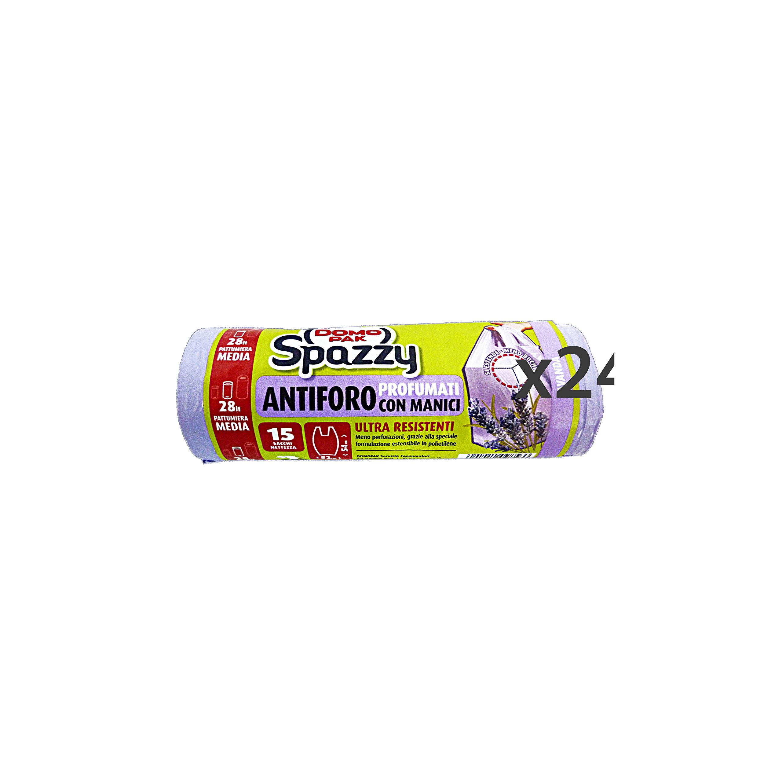 SPAZZY Set 24 Sacchi 52x54 Antiforo con Maniglie Lavanda X15 Pezzi Riordino