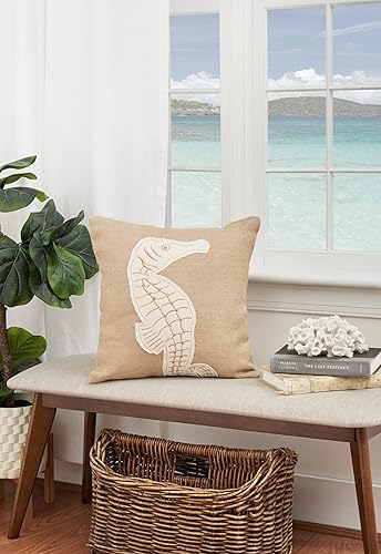 Miniatura 7 de C&F Home Almohada de arpillera de caballito de mar de 18 x 18 pulgadas, color marrón