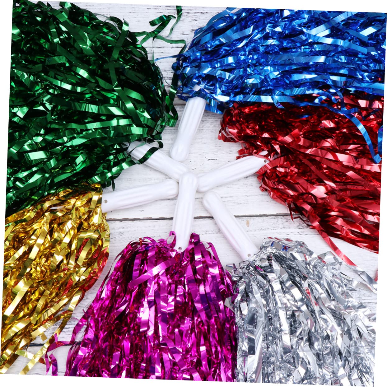 Sosoport 36 Pcs Pompons Amusants D'Équipe De Pompons Pompons Bleus Et Dorés Accessoires De Pom-Pom Girl De Gymnastique De Pom-Pom Girl Pompons Brillants De Sport Pompons Blancs Pompons