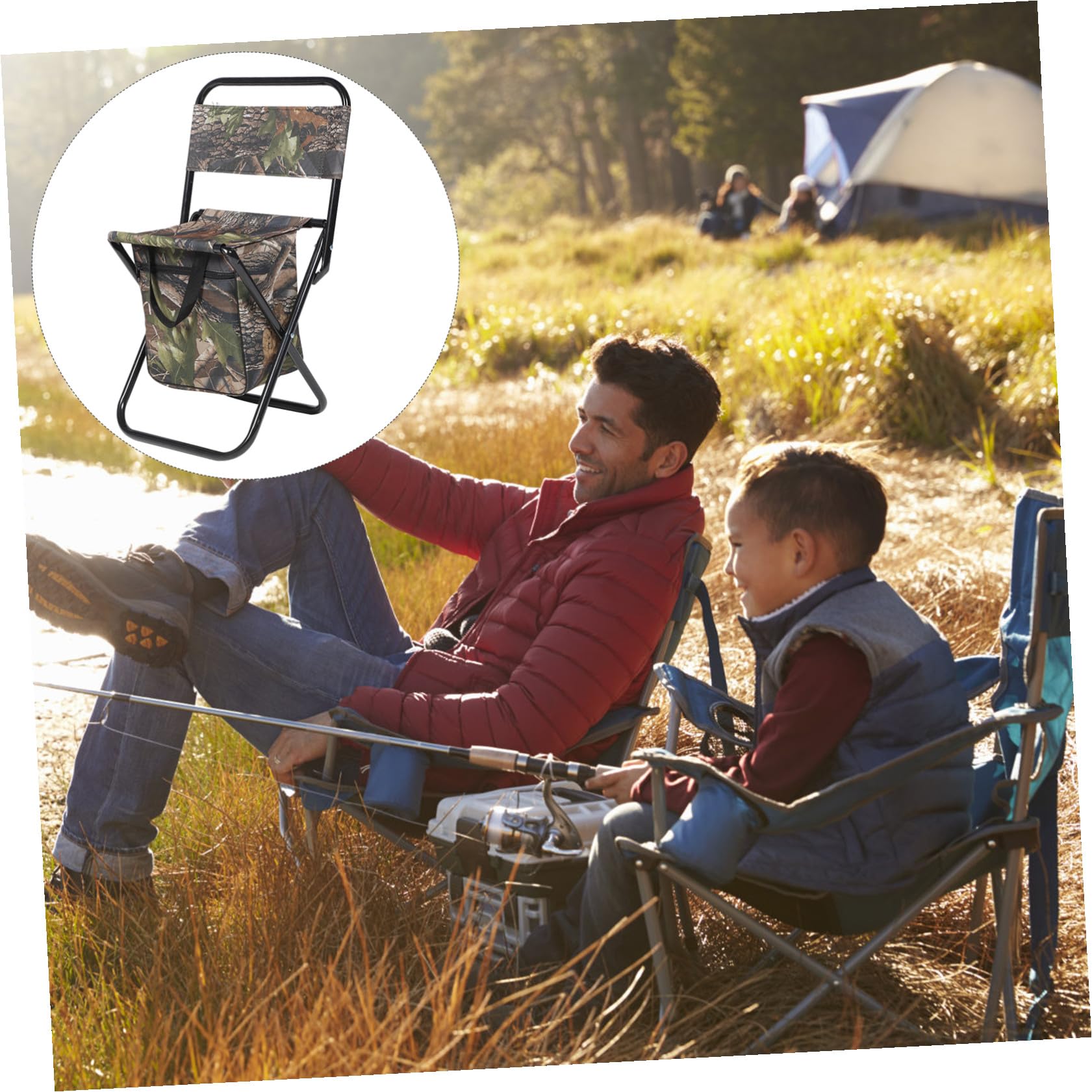 TOYANDONA Sedia da Campeggio Portatile Pieghevole con Struttura in Acciaio Inossidabile Oxford Robusta e Salvaspazio con Borsa Portaoggetti per Camping e Giardini