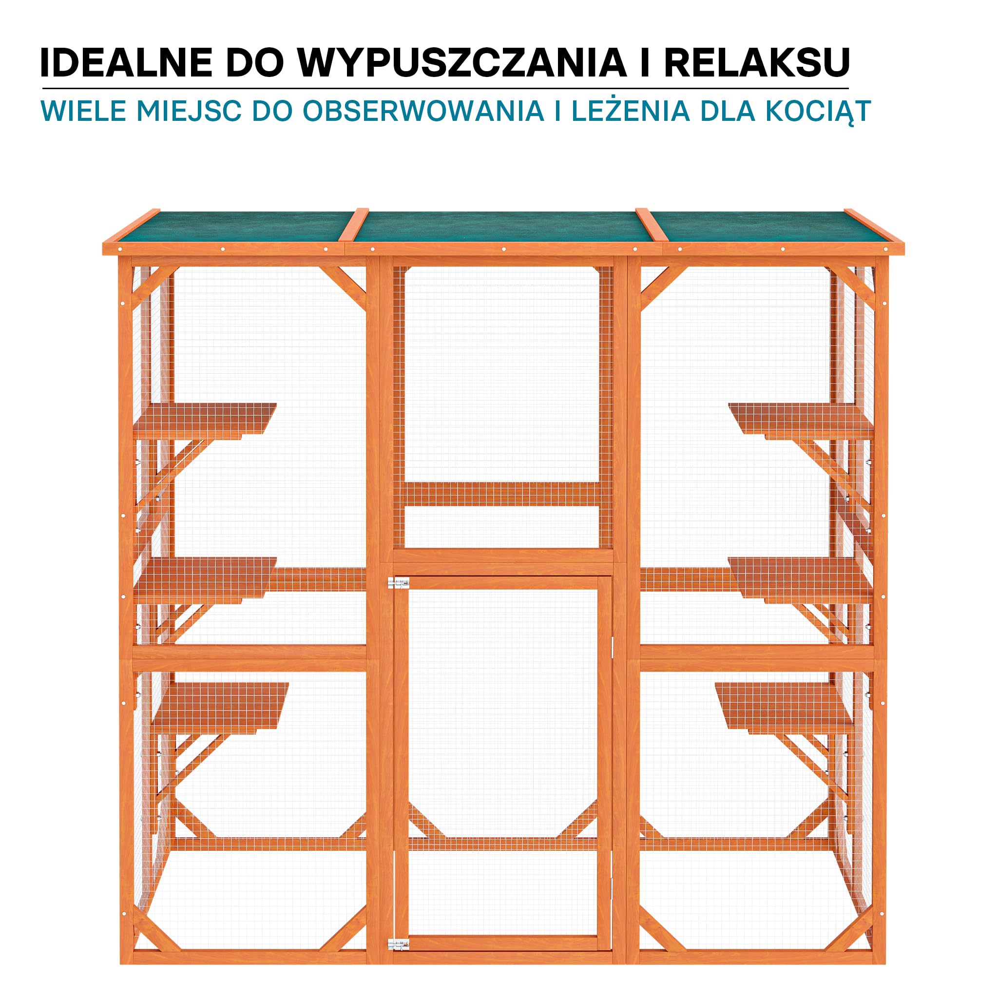 Wiltec Woliera dla kota 68 x 82 x 166,5 cm, wybieg na balkon i do ogrodu, bezpieczna klatka z siatką ochronną, 6 poziomów, stabilna konstrukcja