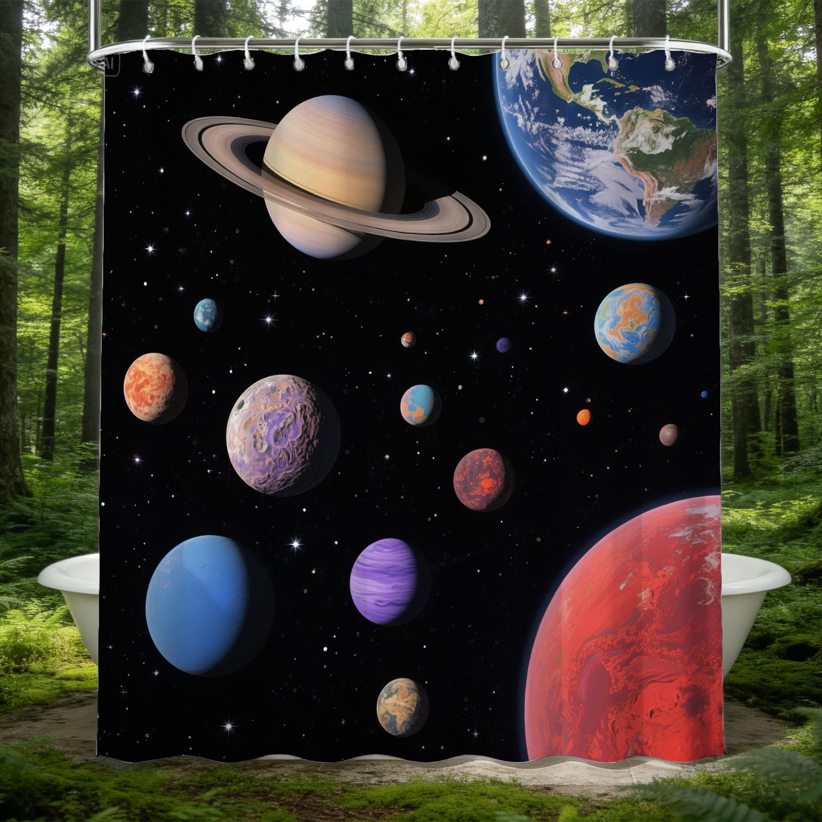Rideau de douche 200x200 polyester de qualité supérieure au motif 3D