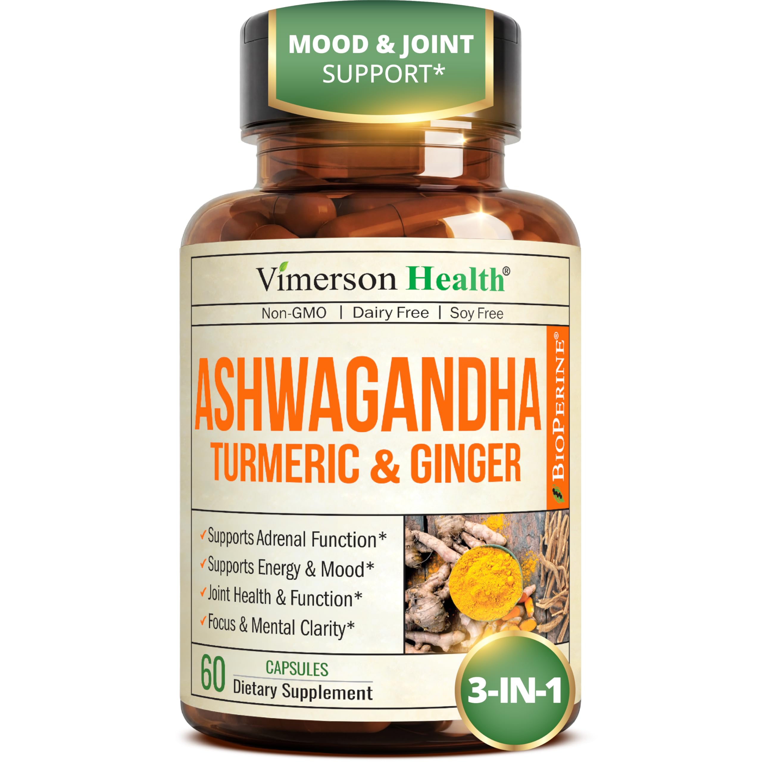 Amazon.com: Ashwagandha Capsules for Energy, Mood and Joint Health All-in- One Formula with Ashwagandha, Turmeric, Ginger Root & Black Pepper for Enhanced Absorption Ashwagandha for Women & Men 60 Count : Amazon.com: Ashwagandha Capsules for Energy, Mood and Joint Health All-in- One Formula with Ashwagandha, Turmeric, Ginger Root & Black Pepper for Enhanced Absorption Ashwagandha for Women & Men 60 Count :