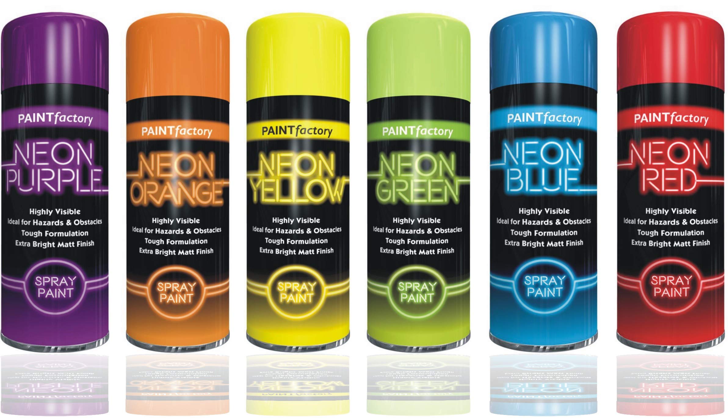 Hitlineuk Purple Orange Yellow Green Blue Red Neon Spray Paint 6 Cans Of Fluorescent Neon Spray Can Paint 200Ml Graffiti Extra Bright Yellow Purple Orange Green Blue Red