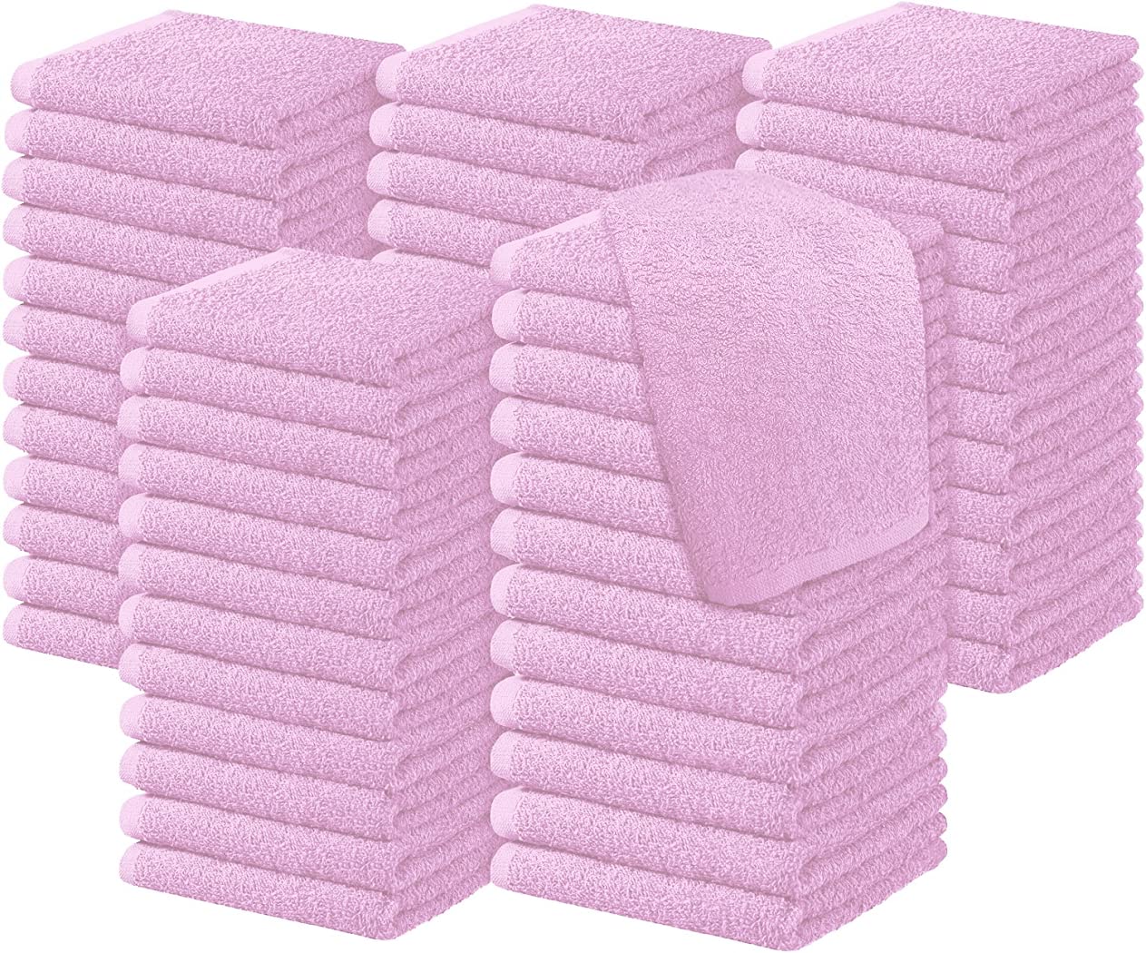 Diamond Tex Pack of 6, 12, 24, 36, 48, 96 Face Cloth 100% Egyptian Cotton Soft Flannels Set Quick Absorbent Washcloth 500-GSM Gym, Golf Hand Wash Towels 30x30cm (Pink, 36)