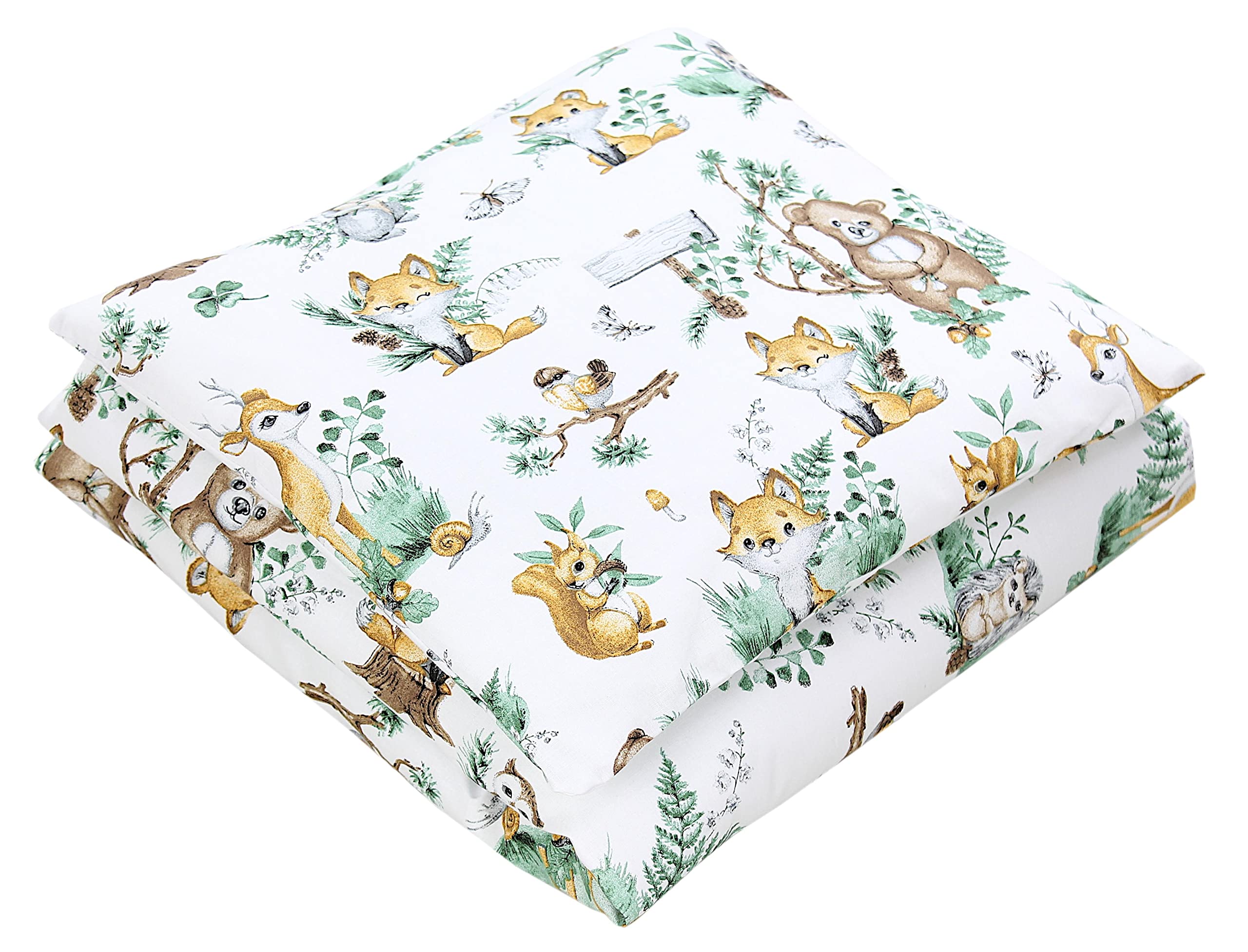 TupTam Biancheria da Letto per Carrozzina e Culla da 4 pezzi, Animali in foglie, 80x80 cm