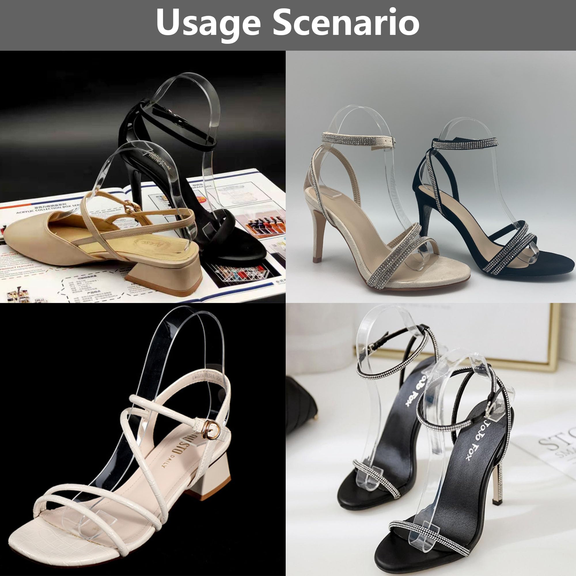 6 Pcs Espositore Sandalo Trasparente Supporto Scarpe Organico Acrilico Chiaro Sandali Stand Sandali Scarpe Presentazione Custodia Elastica Scarpe Supporti Scarpe