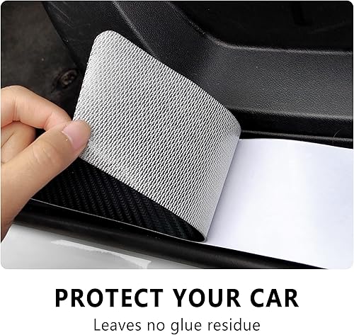 Miniatura 3 de 4 piezas protectoras para umbral de puerta de automóvil, diseño deportivo de fibra de carbono antiarañazos, protección de borde de puerta,