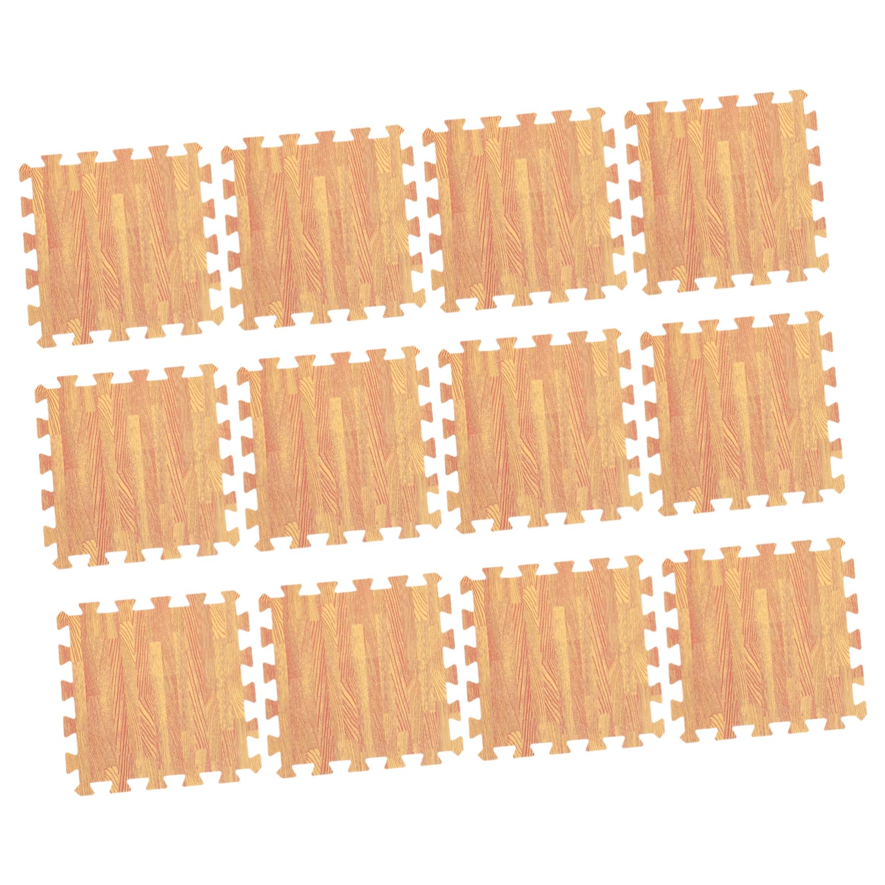 JECOMPRIS 12Pcs Interlocking Foam Floor Mats Stylish Wood Grain Play Mat Comfortable Portable Crawling Tiles for Safe Soft Surface for Indoor Play