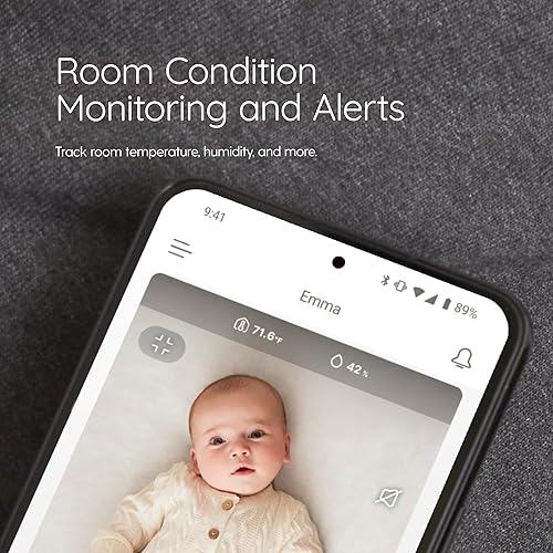 Miniatura 7 de Stork Masimo - Cámara de monitor para bebé, color blanco - QHD-Hires 24 horas, zoom in/out, audio de 2 vías, alertas de estado de la habitación,