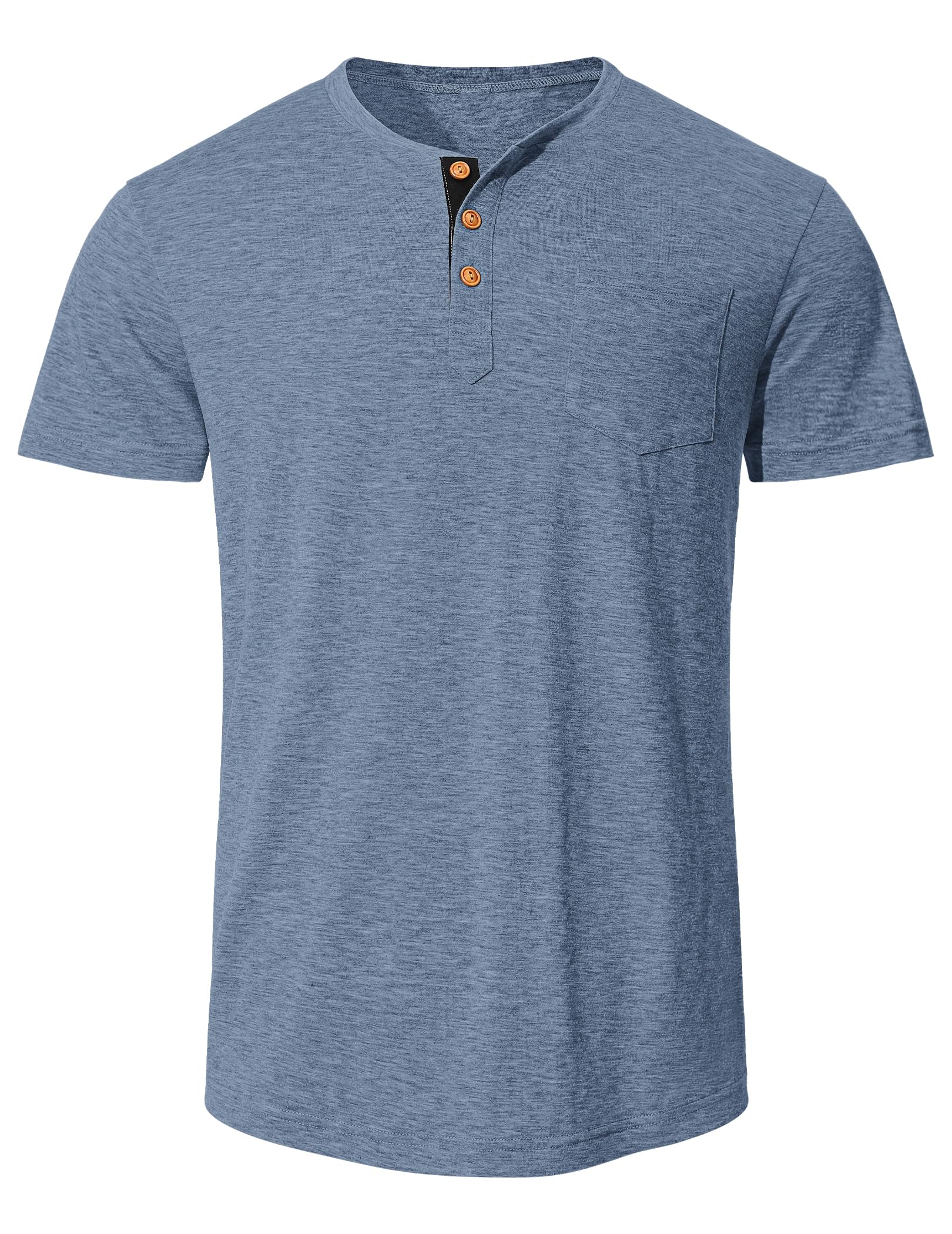 TARAINYA Camisetas Henley Hombre Algodón Manga Corta T-Shirt con Bolsillo para Verano M-4XL