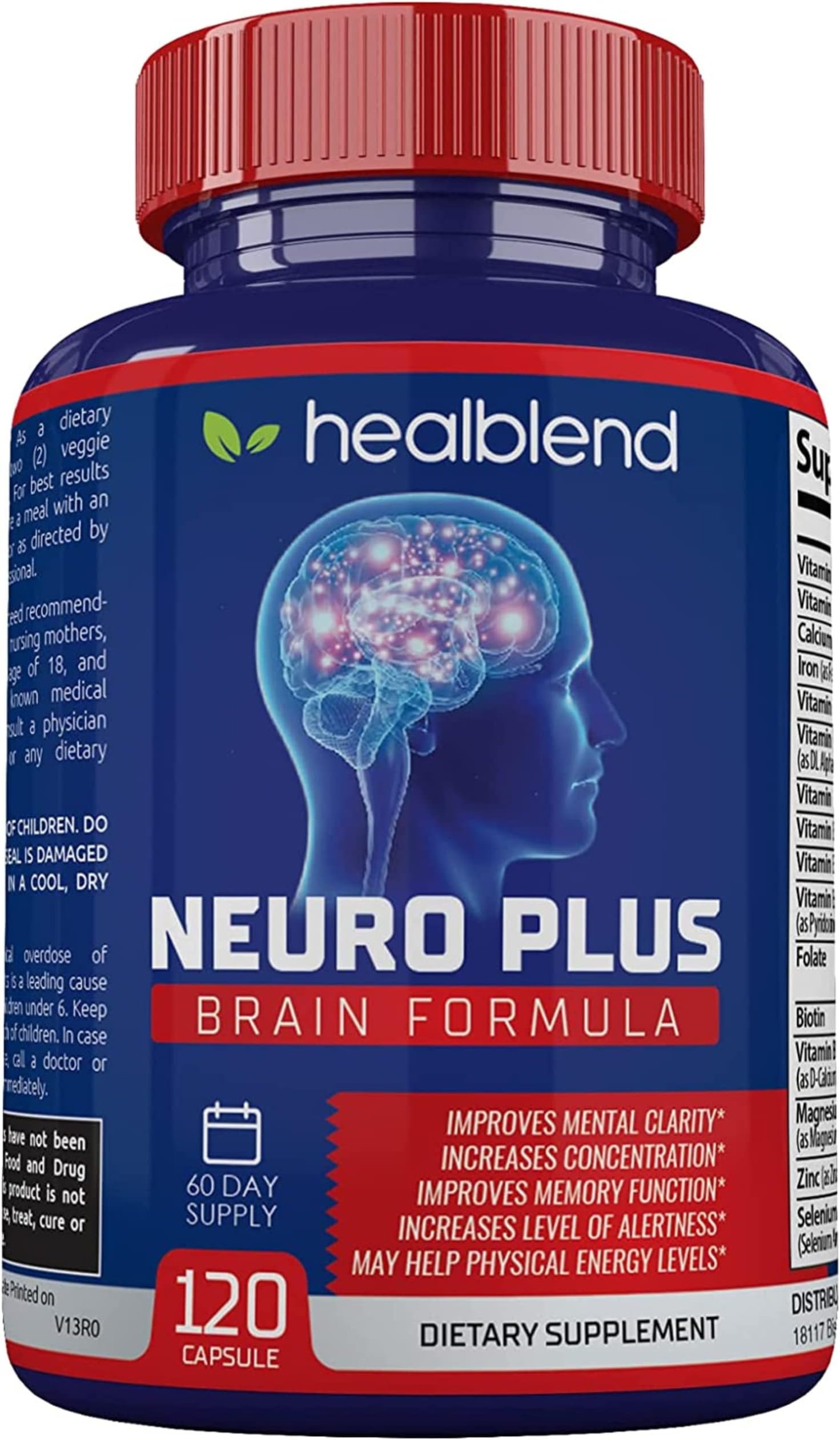 Neuro Plus Brain & Focus Formula - Nootropic Brain Booster Supplement, Supports Brain Health, Mental Clarity & Focus - Enhances Concentration & Mental Energy – 120 Capsules (1)