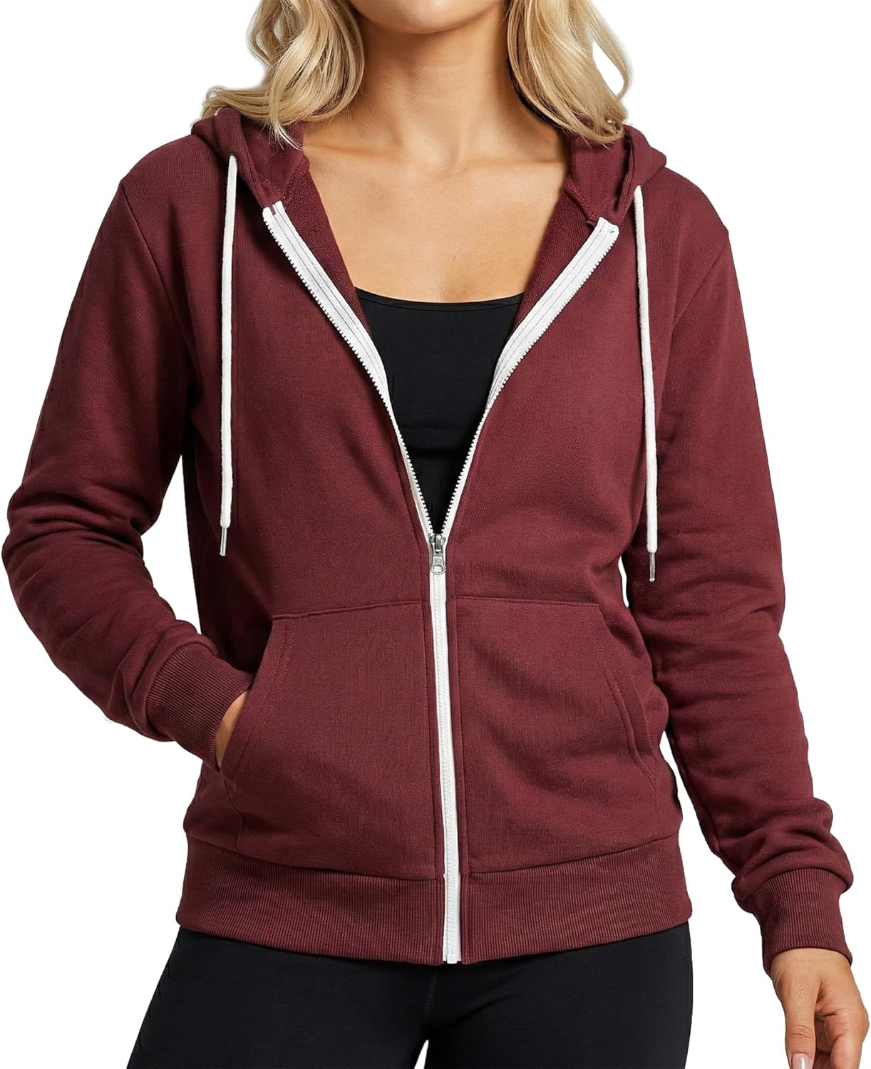 GIVON Women's 100% Cotton Full Zip Up Hoodie Soft French Terry Comfy Midweight Casual Sweatshirts Jackets