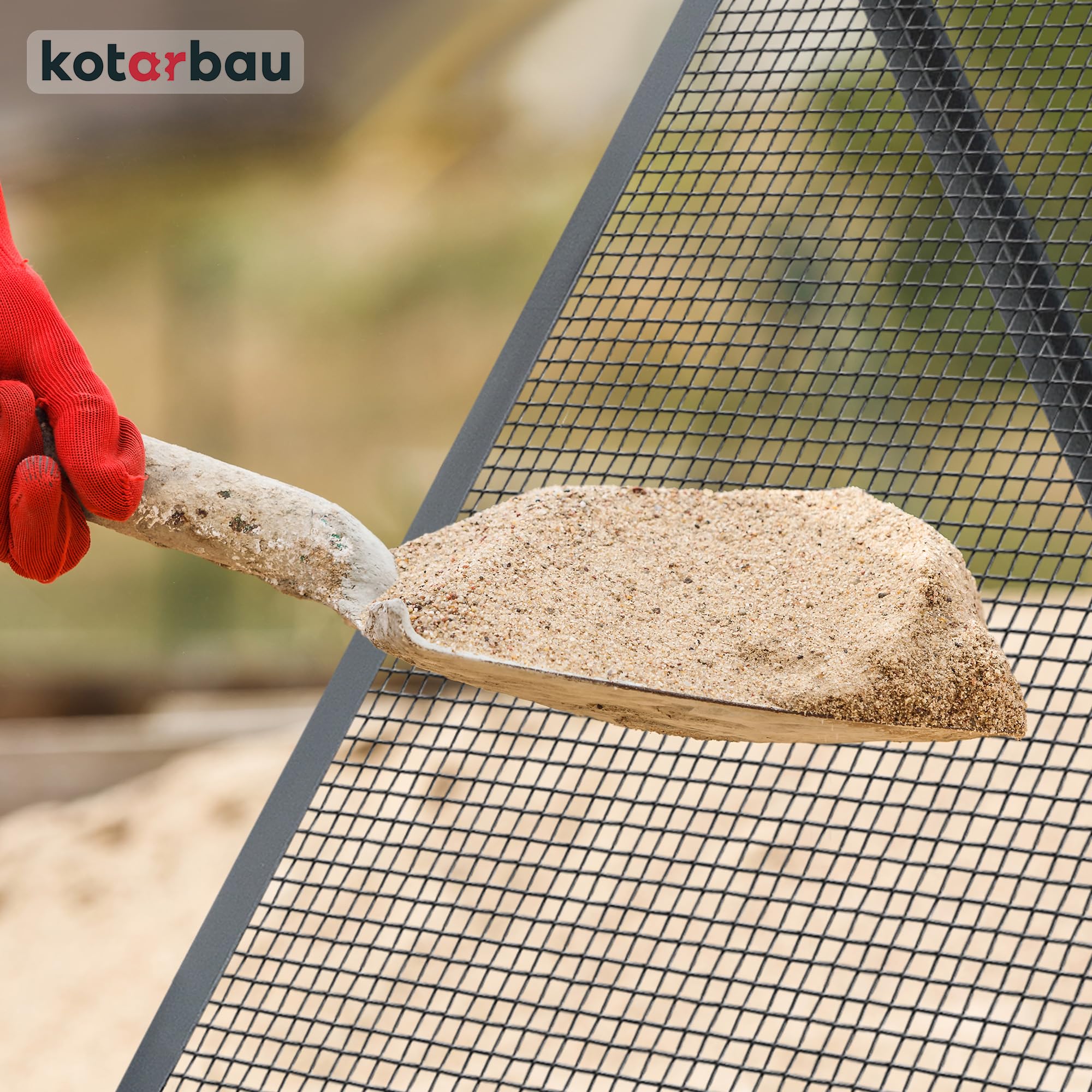 KOTARBAU® Cribas de Arena - Cedazo Arena - 10 x 10 mm - Tamiz de Tierra - Acero - 60 x 120 cm - Gris - Criba de Compost - oporte Ajustable Robusto - para Jardín y Obra