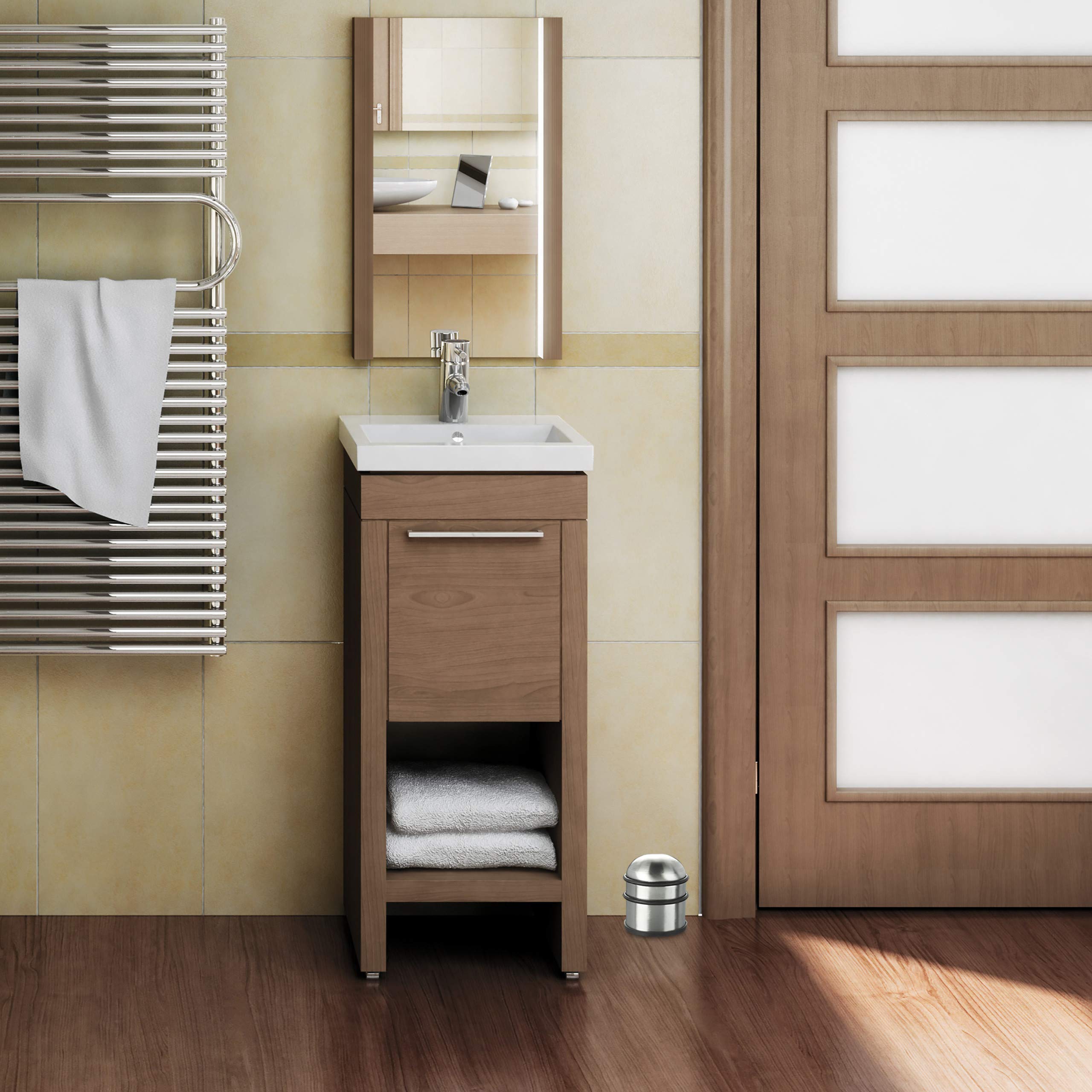 Relaxdays Tope Puerta, Puertas y Ventanas Pesadas, Acero Inoxidable y Goma, Alto y Redondo, Freno Suelo, 7cm Ø, Plateado