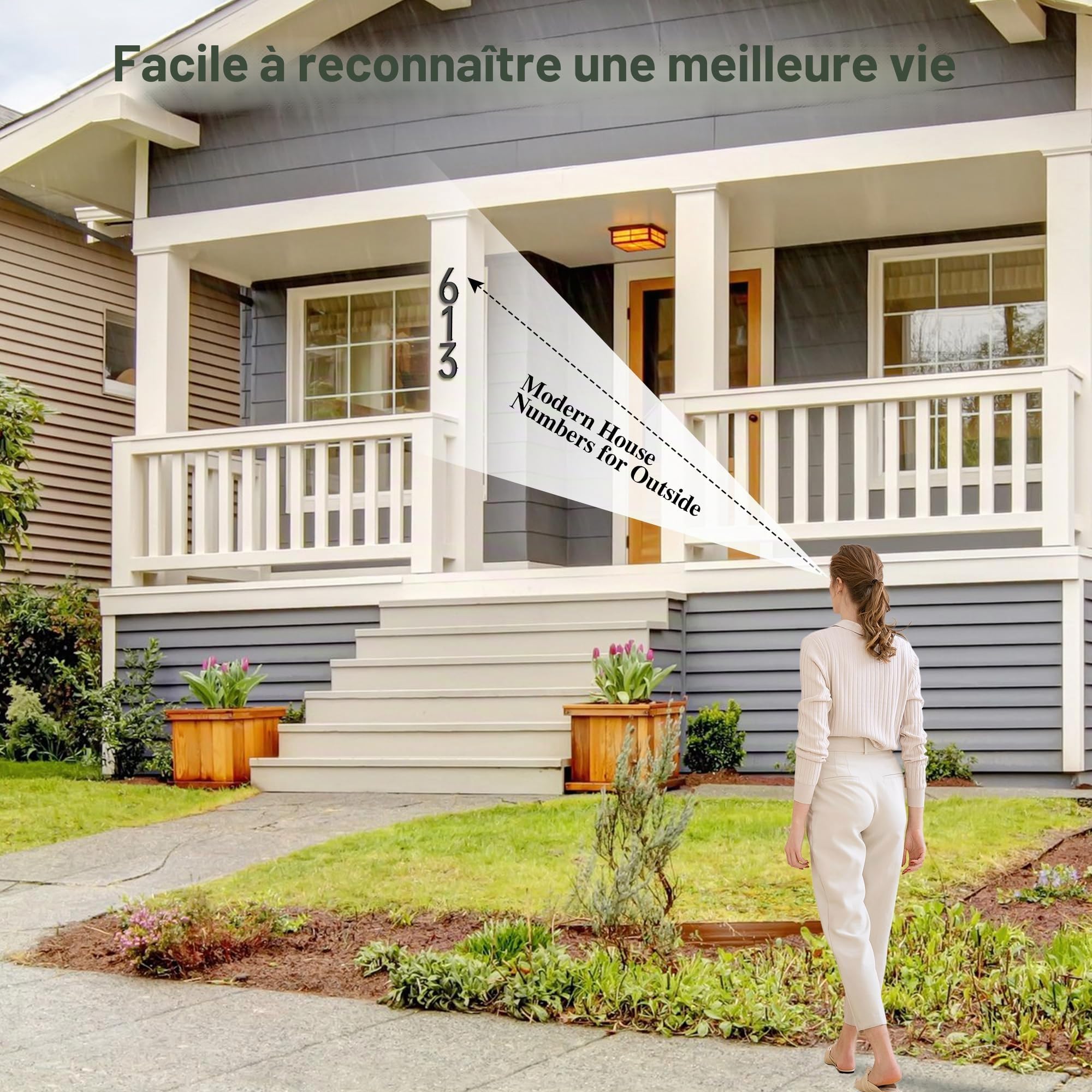 Numéro de Maison Chiffre Moderne Extérieur 17,50cm, Plaque Numéro de Noir Rue Metal Personnaliséeo de maison et Numéro de Boite aux Lettres pour Maison Appartement Hôtel Porte