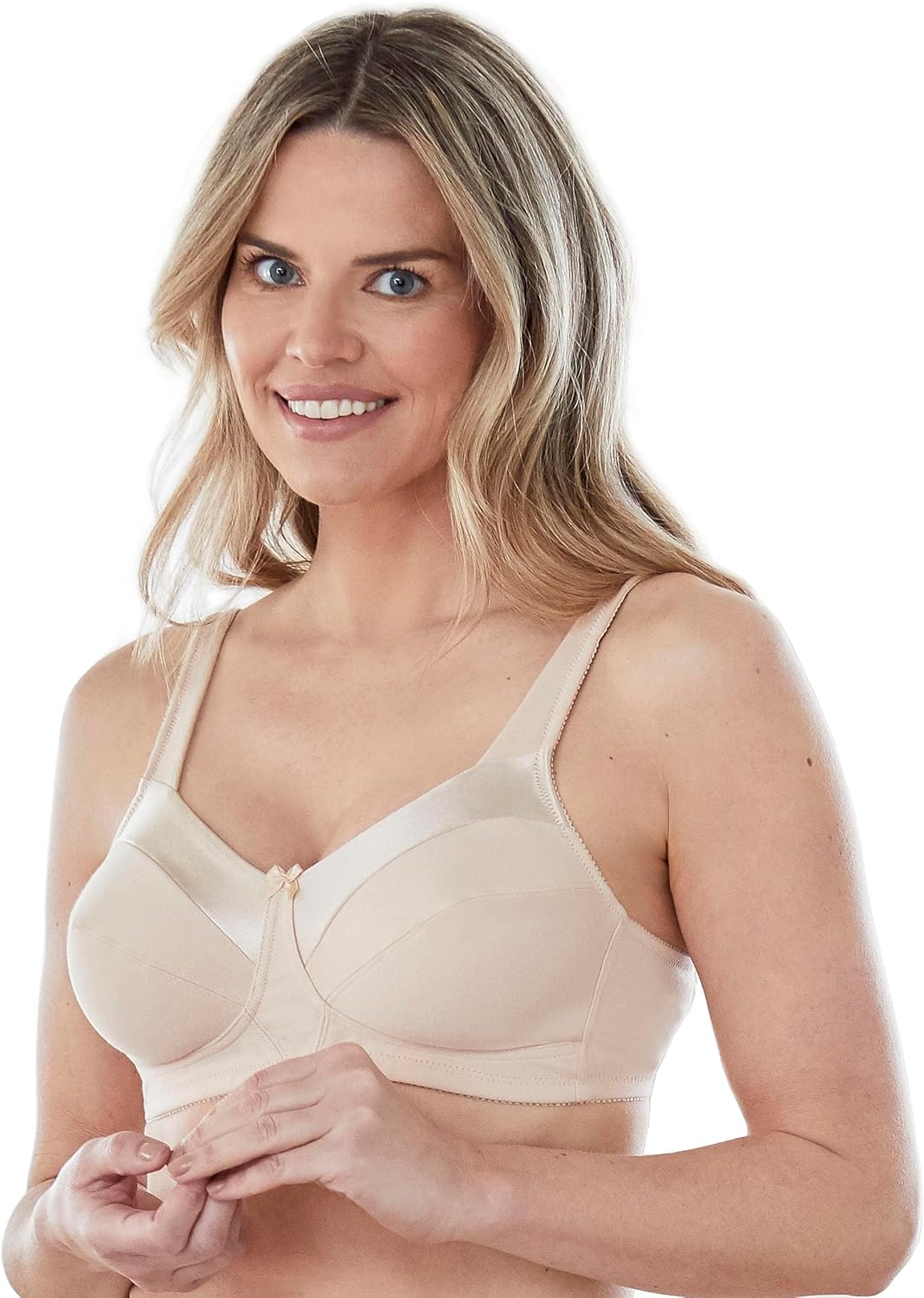 Bestform Womens 5006715 Satin Trim Wireless Cotton Bra with Unlined Cups