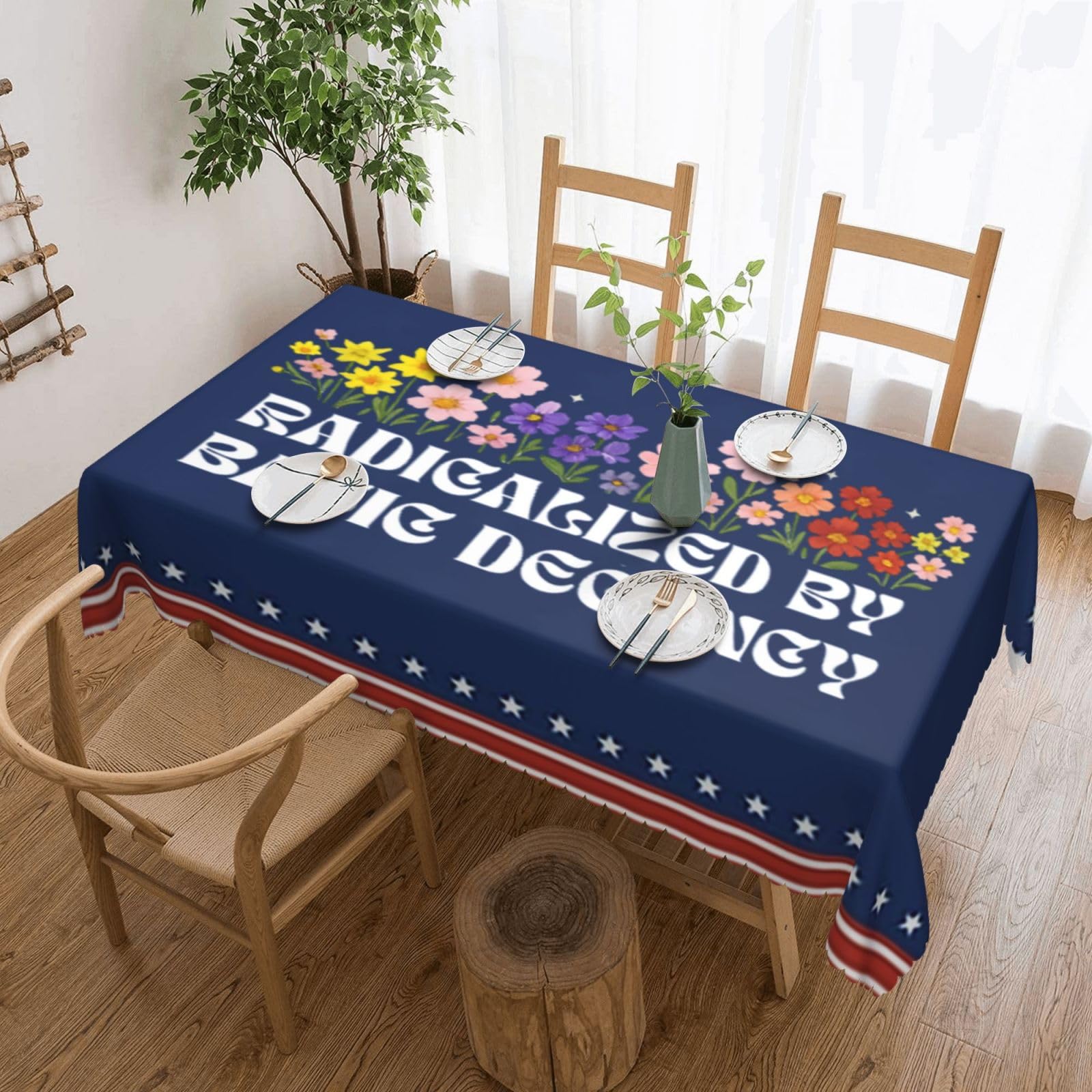SMAZDFXX Radicalized by Basic Decency 54 x 72in Table Cloth,Polyester Rectangle Tablecloth for Kitchen Dining Camping Decorative and Buffet Parties Table Cover