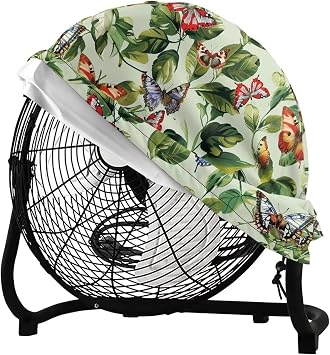 Butterfly Green Outside Large Stand up Pedestal and Wall Mount Industrial Fan Cover in Heavy Duty Material Fit 24" Fan Outdoor Waterproof House Fan Dust Cover