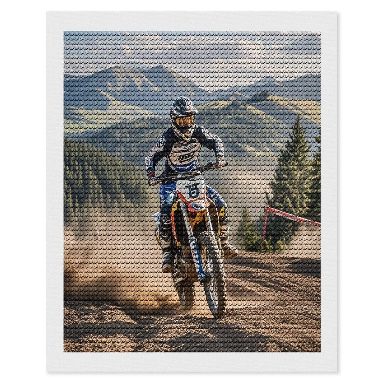 FekiLoot Diamond Art Kits for Adults, DIY 5D Motocross Diamond Painting Kits for Beginners, Full Round Drill Diamond Dots Painting Gem Art Crafts for Home Wall Decor & Gift 16"x20"