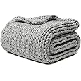 YnM Weighted Blanket, Handmade Chunky Knitted Design, Soft and Cozy, Temperature Regulating and Breathable, Machine Washable Throw for Sleep or Home Decor (Pink Fancy Yarn, 80x87 Inch, 25lbs)