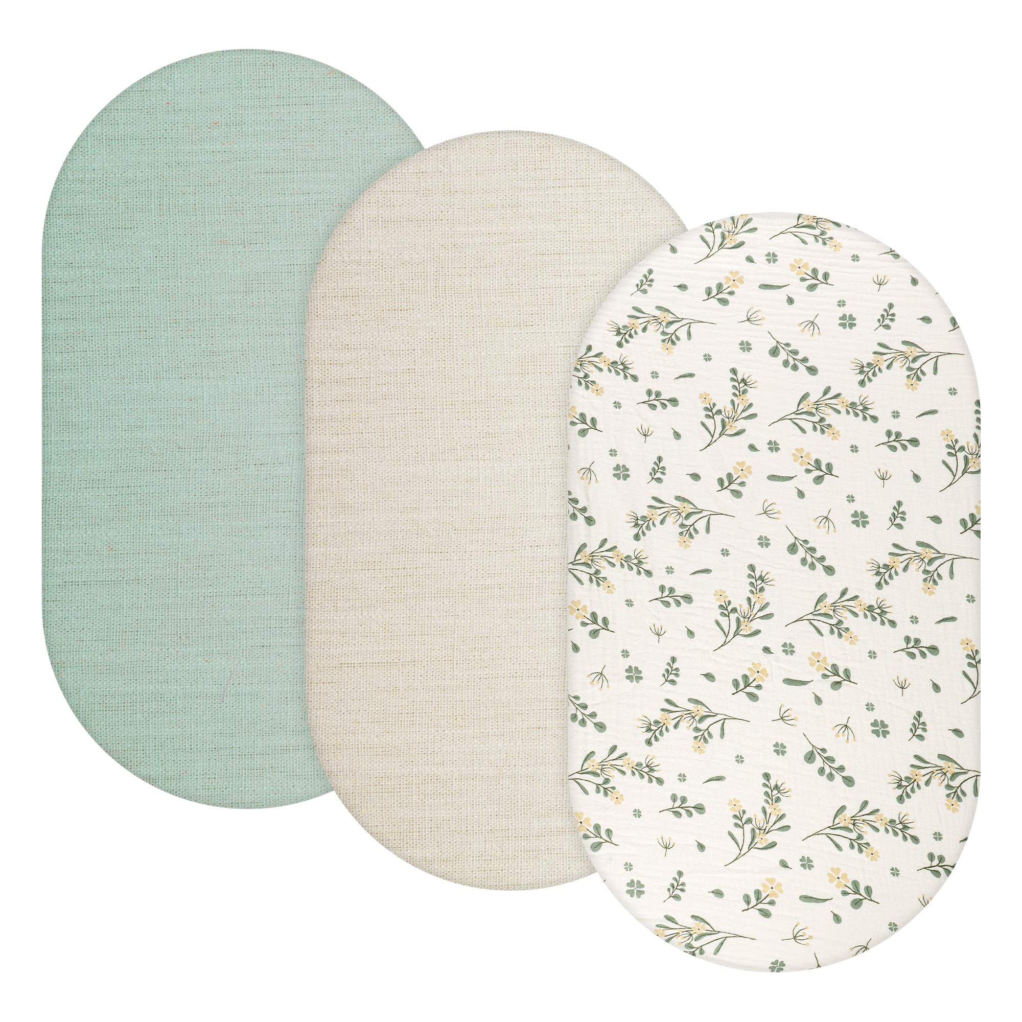 Huiguli 3 Pack Moses Basket Sheets, 100% Muslin Cotto, Newborn Pram Sheets 83×43 cm