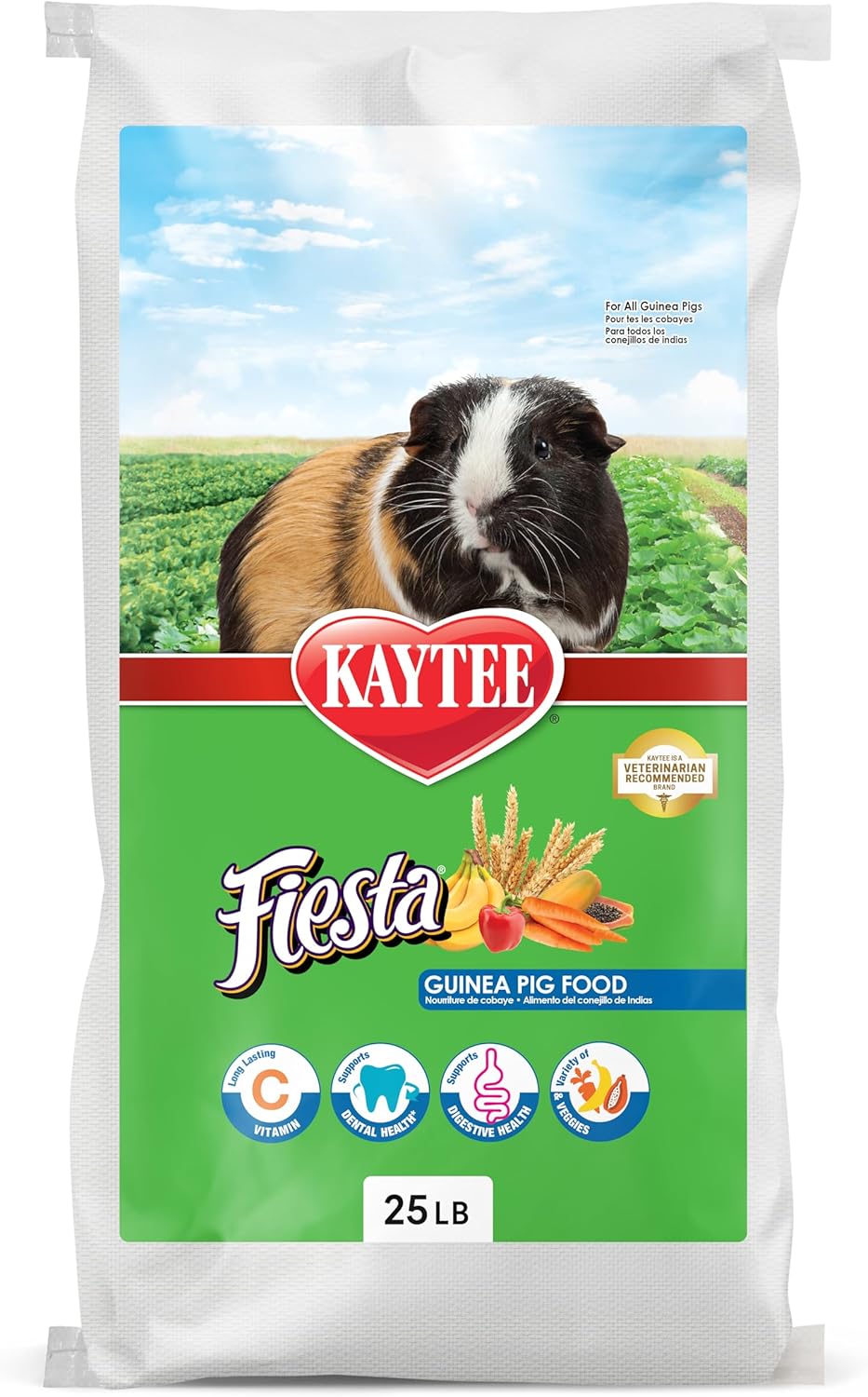 Kaytee Fiesta Guinea Pig Food, Nutritious and Fun Blend, Supports Dental Health and Digestion, 25 pounds