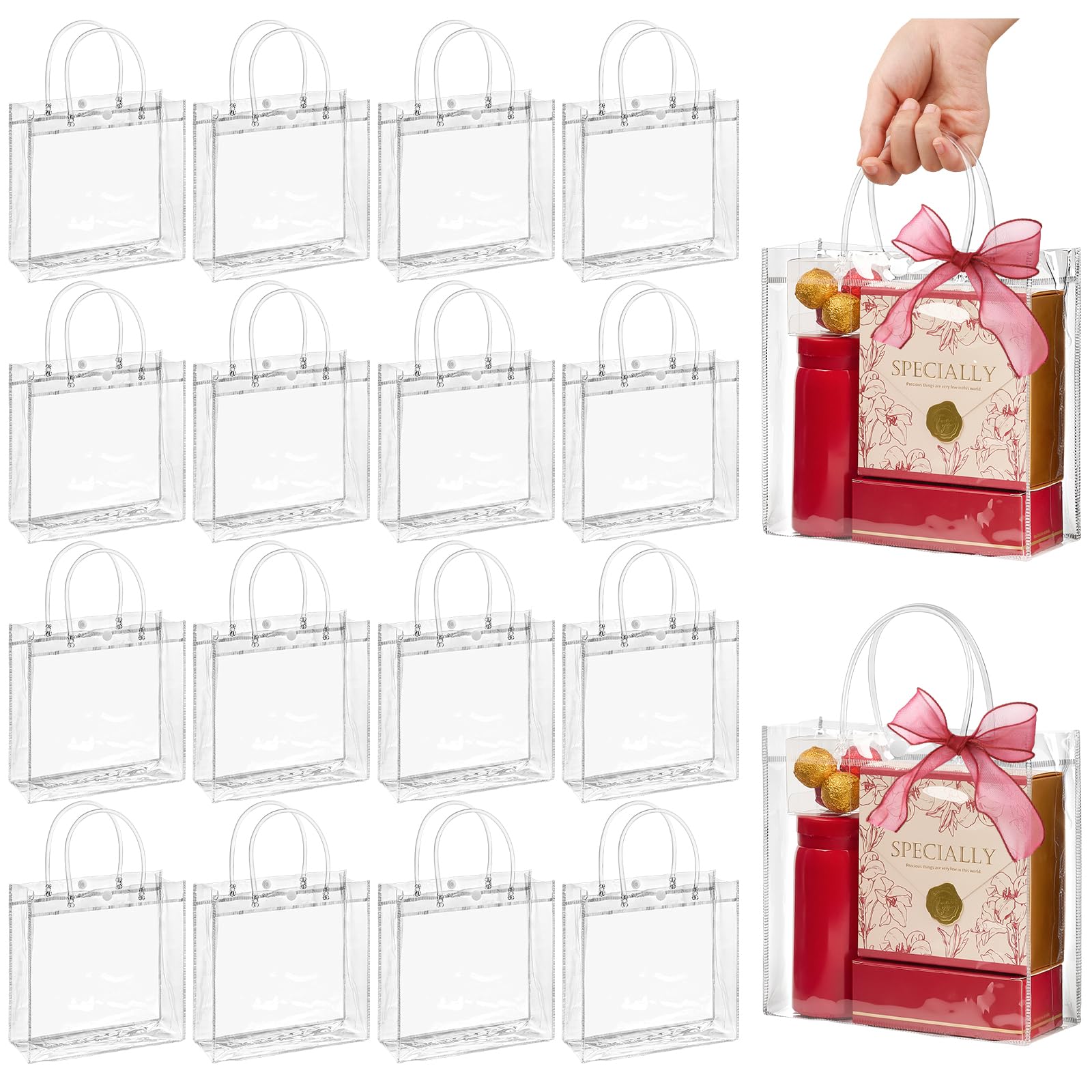 Ohuimrt 50 PCS Clear Plastic Gift AIS1 Bags With Handles - View #4
