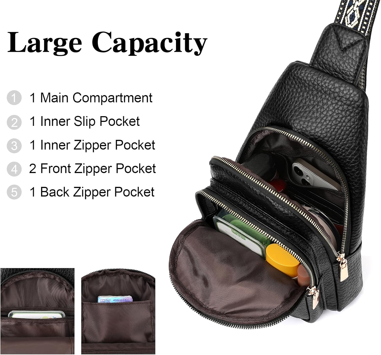 GAEKEAO Sling Bag for Women Crossbody Bags Fanny Pack Vegan Leather Chest Bag Travel Shoulder Belt Purse Backpack Gifts - Image 3