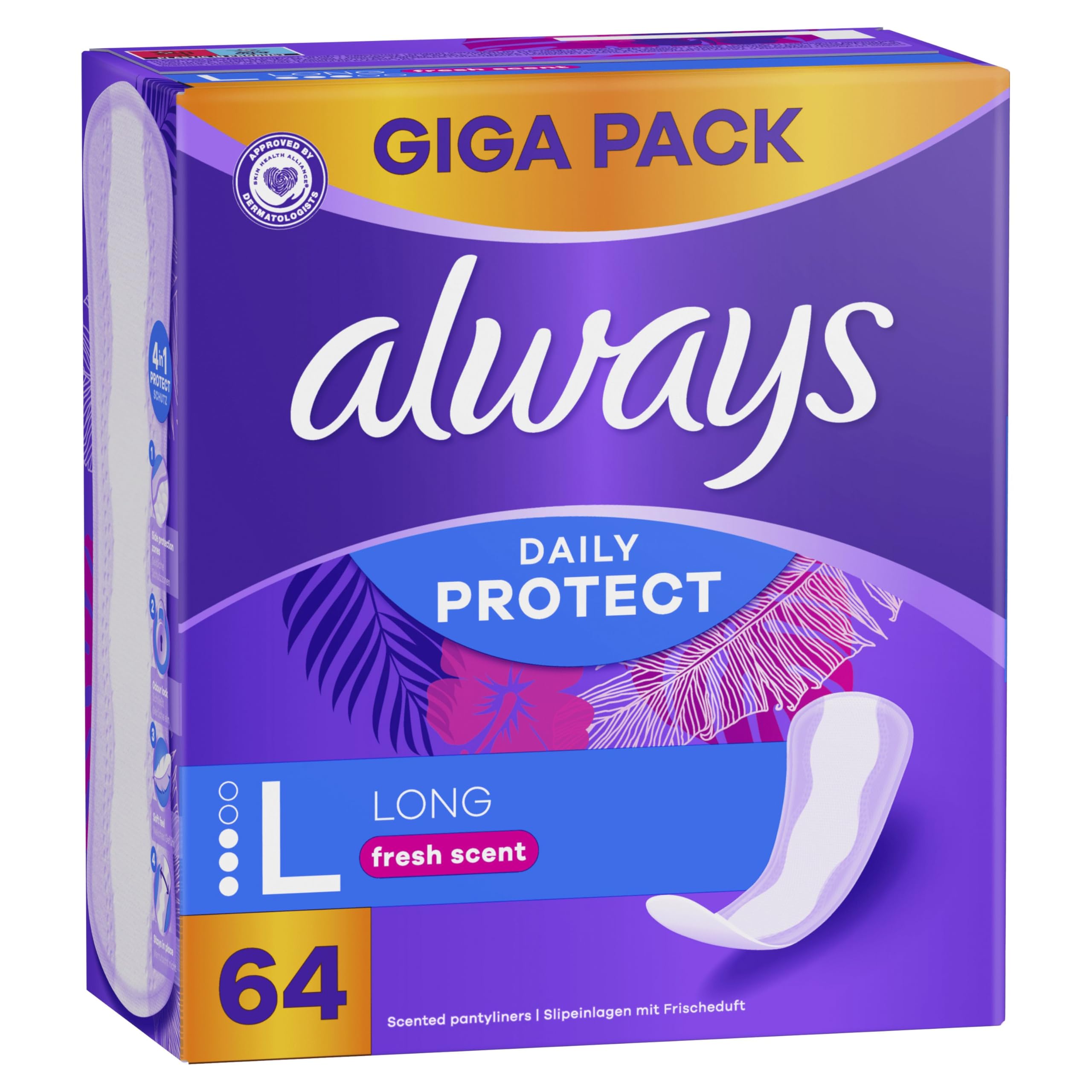 Always Daily Protect Long O świeżym zapachu Wkładki higieniczne 64 X
